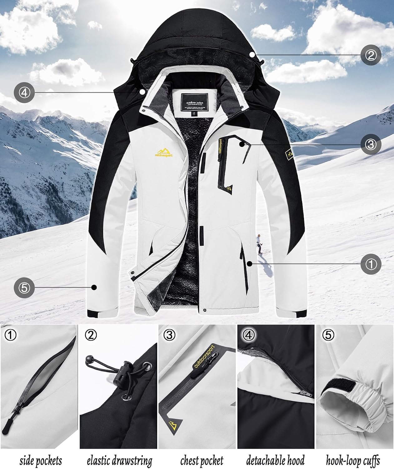 Detalle 2 de TACVASEN Übergangsjacke Damen Wasserdicht