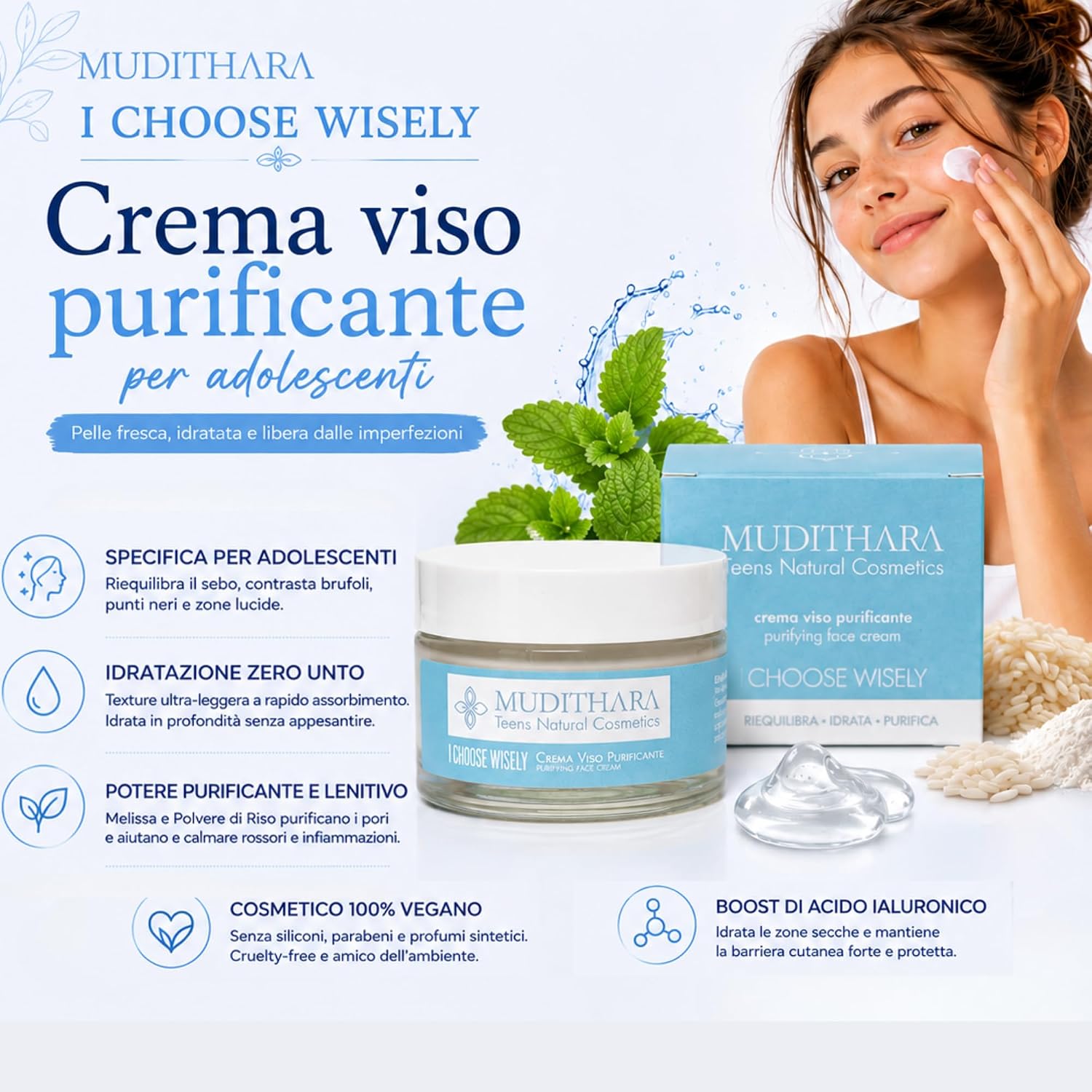 Thumbnail 1 de Mudithara Crema Brufoli Viso Adolescenti 50 ml | Idratante leggera e purificante per pelli impure Miste Grasse
