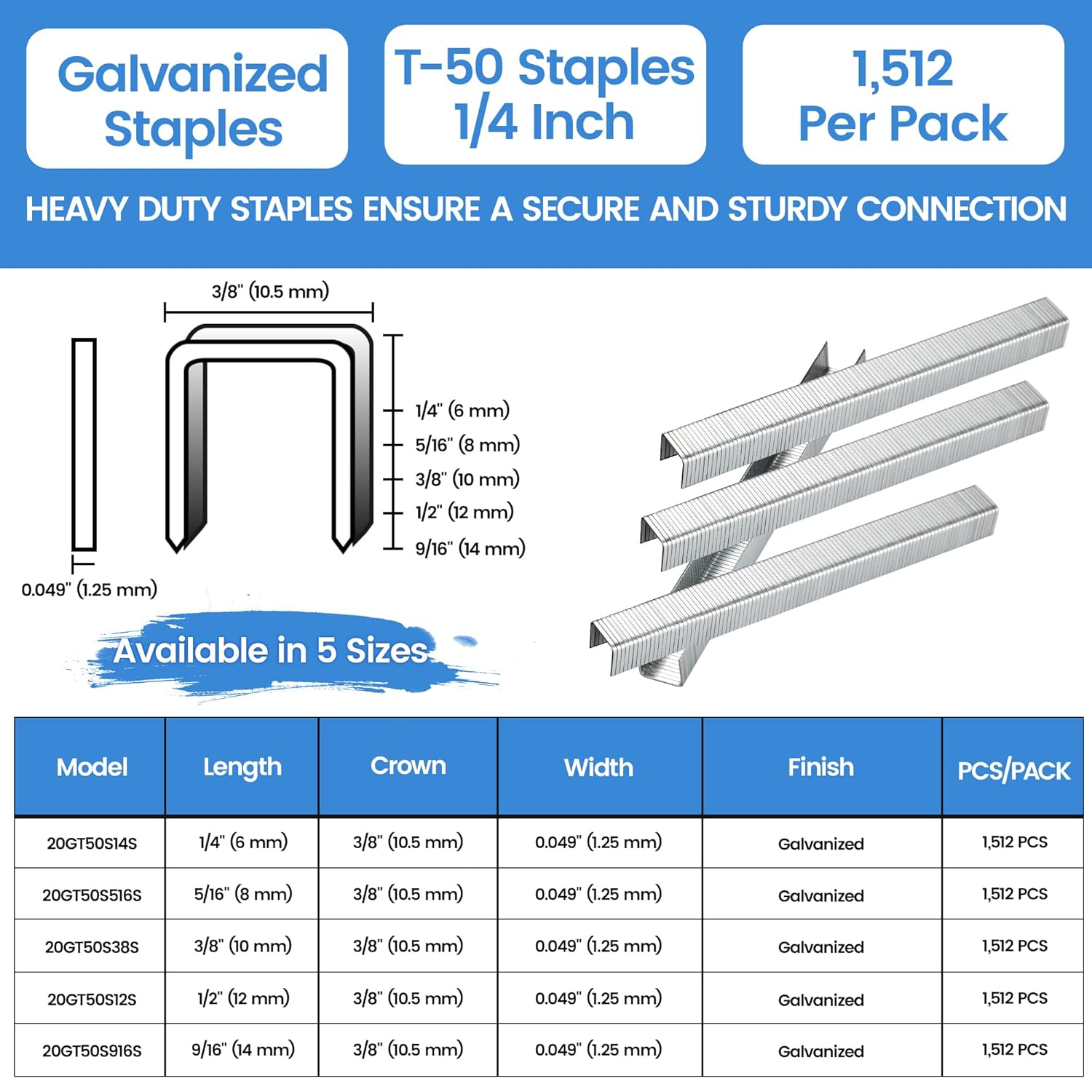 Thumbnail 1 de meite T-50 Type 140 1,512-pack heavy duty staples