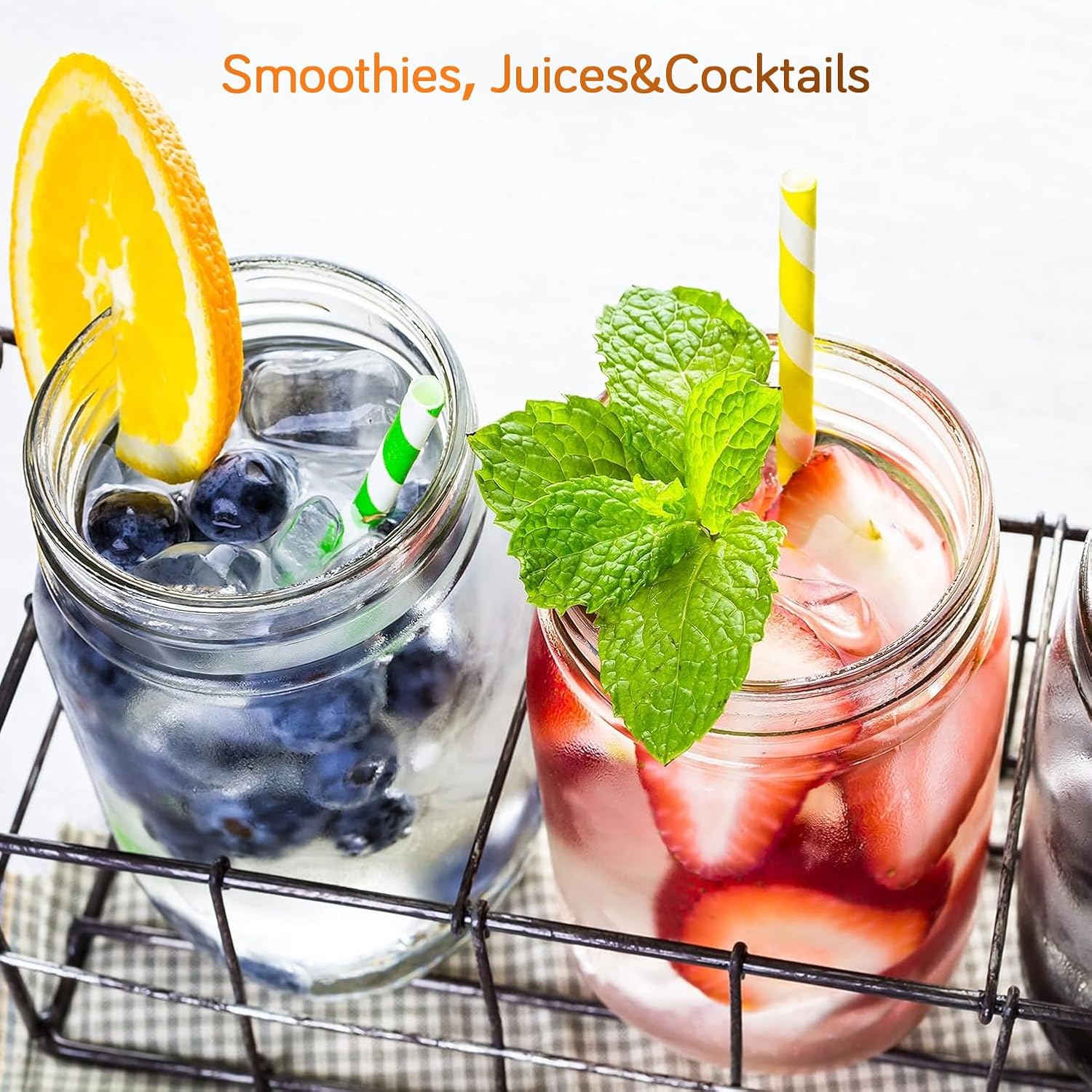 Detalle de Showvigor 2-Pack Regular Mouth Mason Jars (16oz) with Airtight Lids for Canning, Meal Prep & Preserving