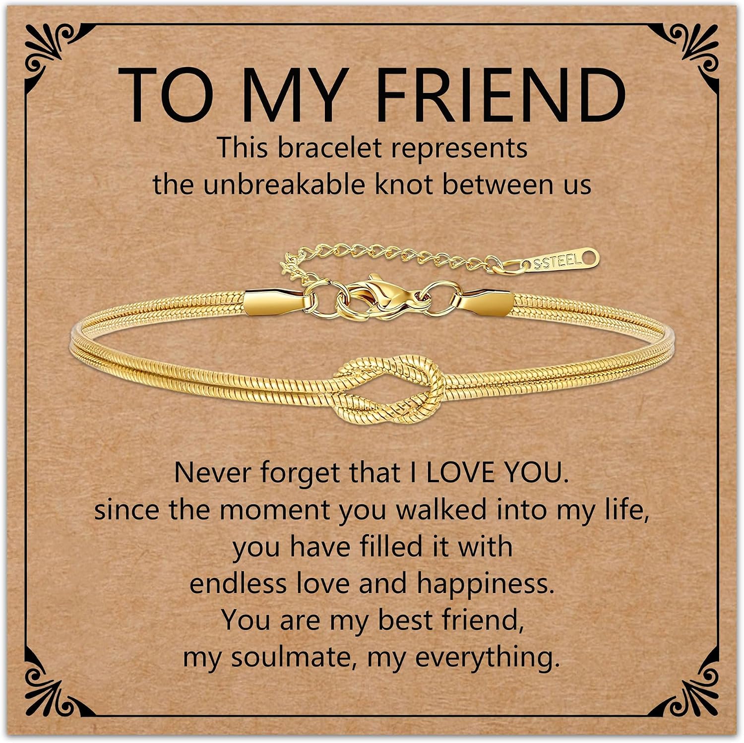 Detalle de HEYEJET Liebesknoten Armband aus Edelstahl (Silber/Gold) – Geschenkidee für Paare, Familie & Freunde