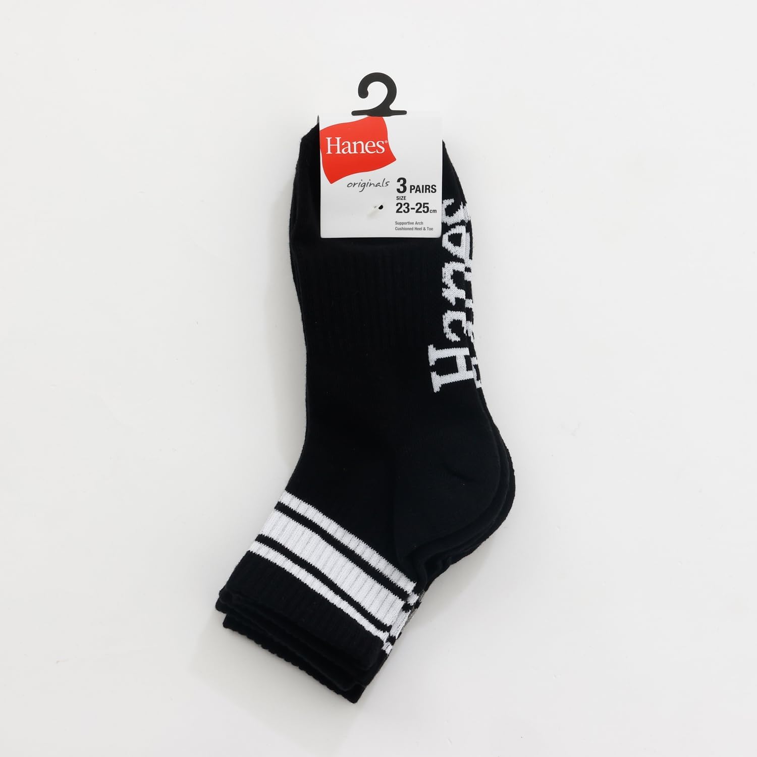 Detalle de Hanes originals 3PHMSCC201 クォーターレングスソックス 3足組・部分パイル仕様