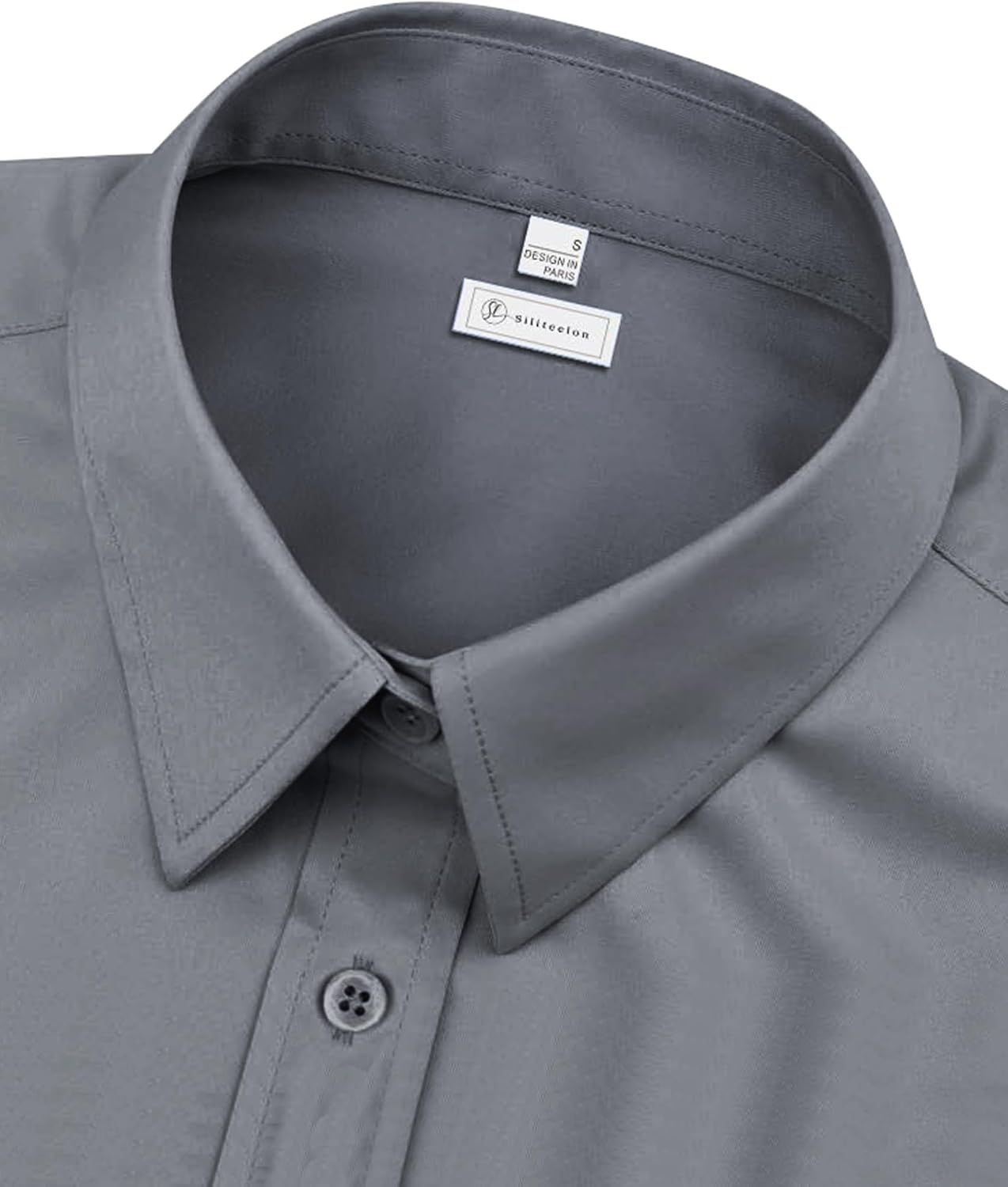 Detalle de siliteelon Damen-Bluse bügelfrei im Regular fit – Stretch-Oberhemd für Business und Freizeit