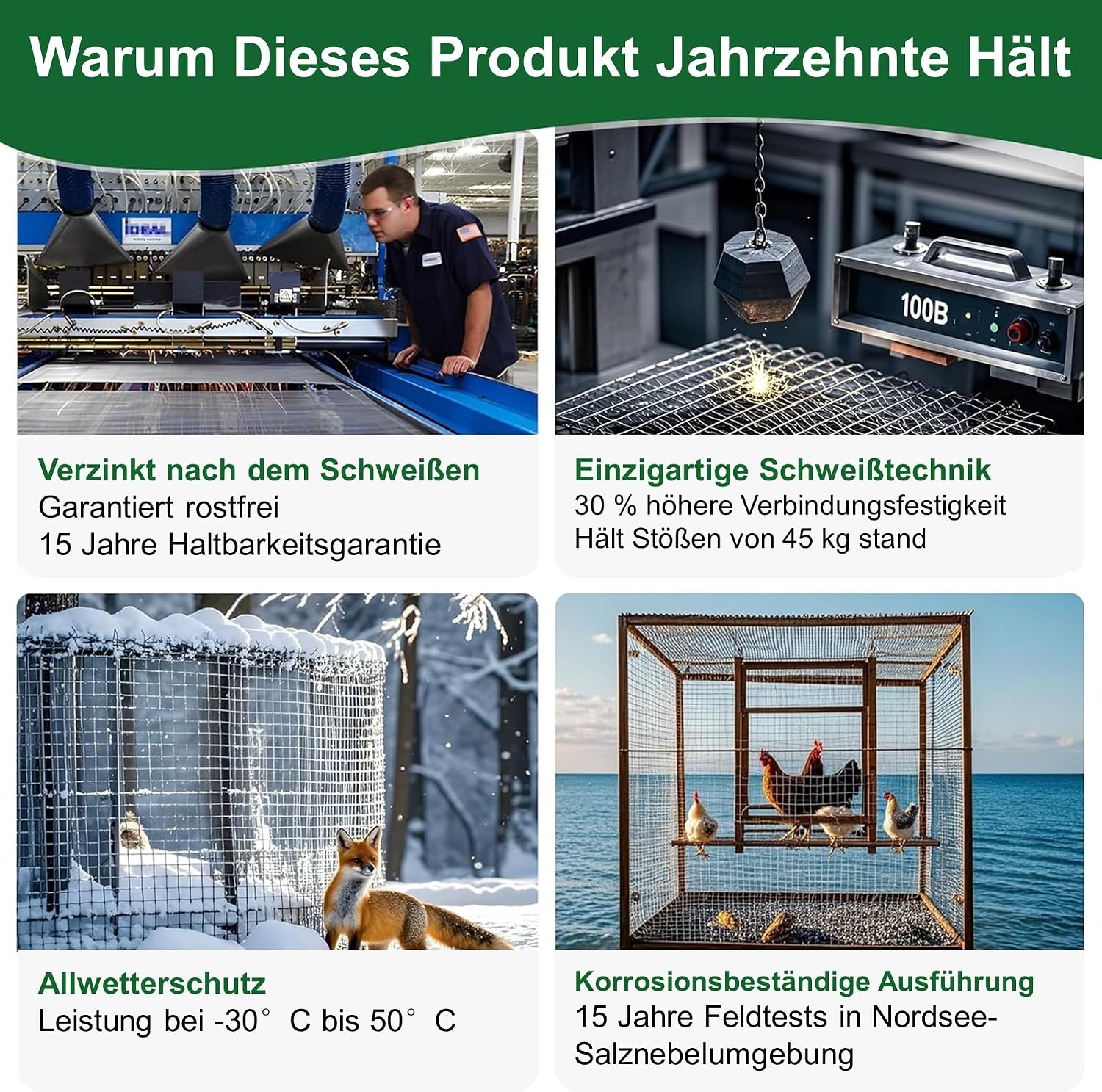 Detalle de Amagabeli 1,0 x 25 m Hasendraht 100 cm Volierendraht mit 12,7 mm Maschenweite