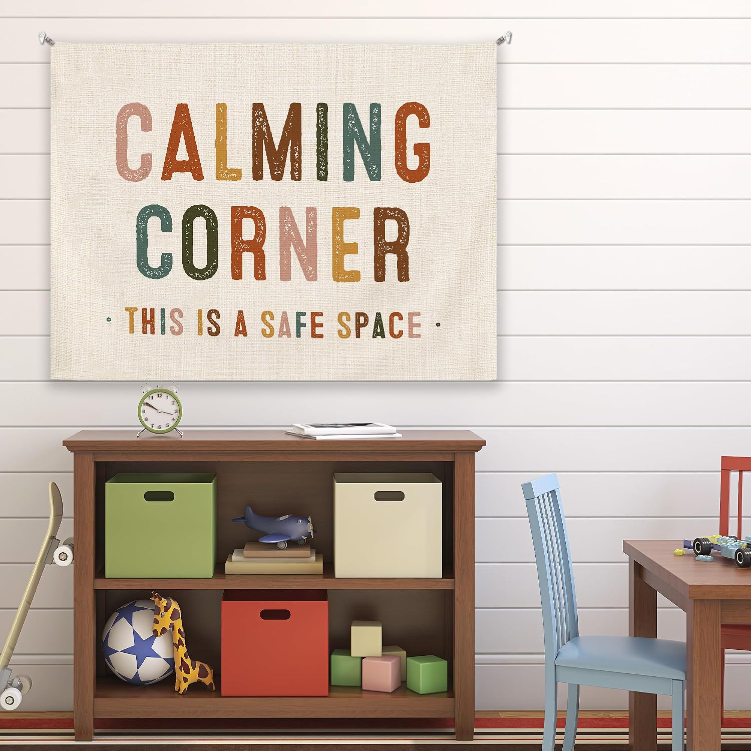 Detalle 2 de Tzhim 30x40-Inch Calming Corner Linen Wall Tapestry for Classrooms