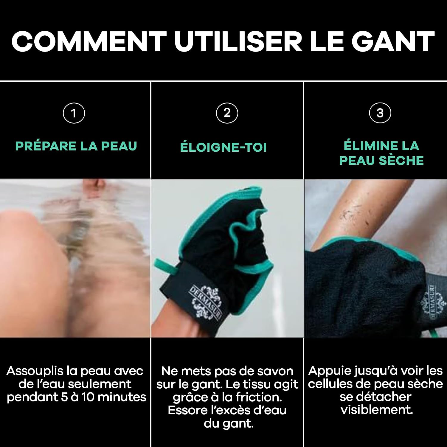Detalle de Dermasuri Deep Exfoliating Glove: Korean Exfoliating Mitt & Body Scrubber