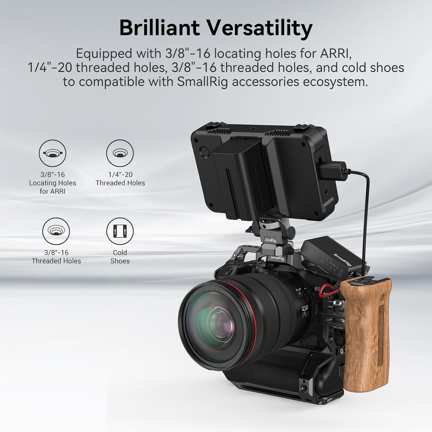 Detalle de SmallRig Camera Cage 3464 for Canon EOS R5/R6/R5 C/R6 Mark II with BG-R10 Battery Grip