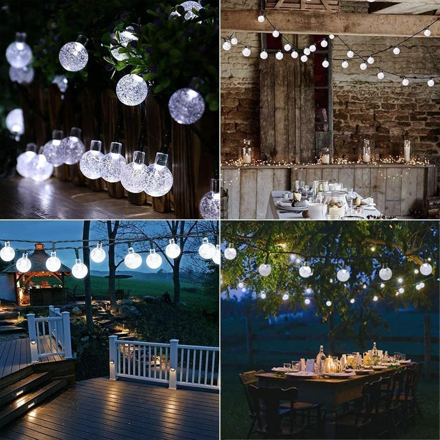 Thumbnail 2 de Moxled Solar Garden Lights Outdoor: 56ft 100 LED Crystal Ball String Lights (White)