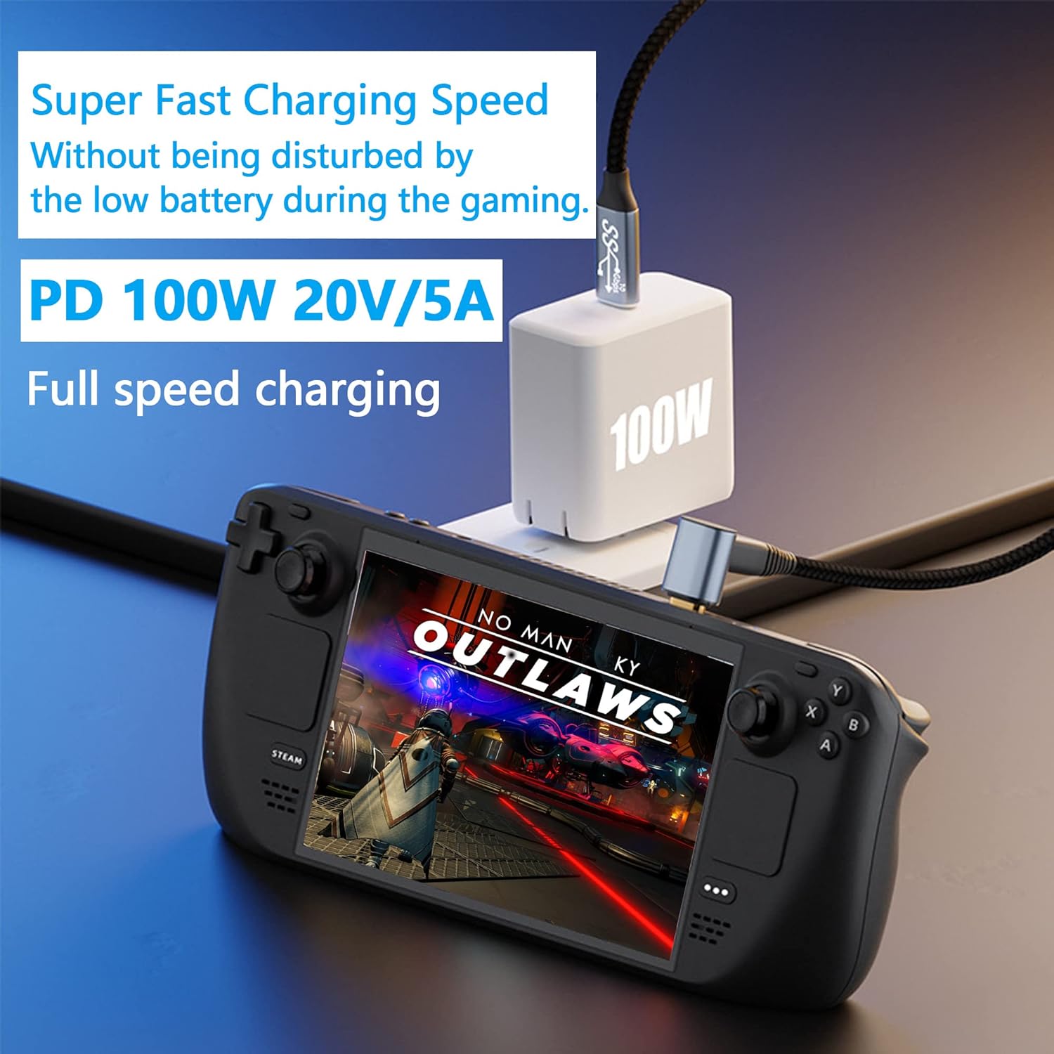Detalle de GELRHONR PD 100W USB C Type-C 90 Degree Fast Charging Cable