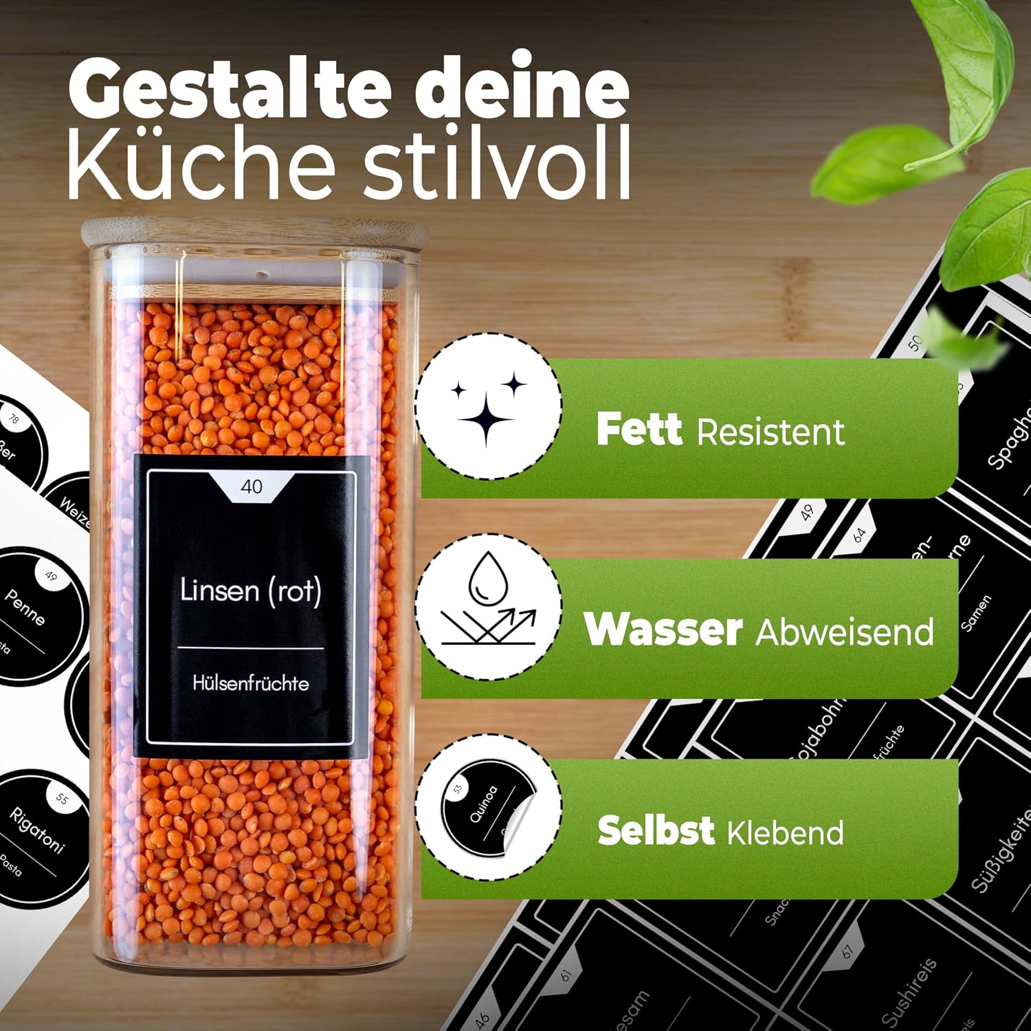 Detalle 2 de CLIDOR Vorratsetiketten 210 Stück