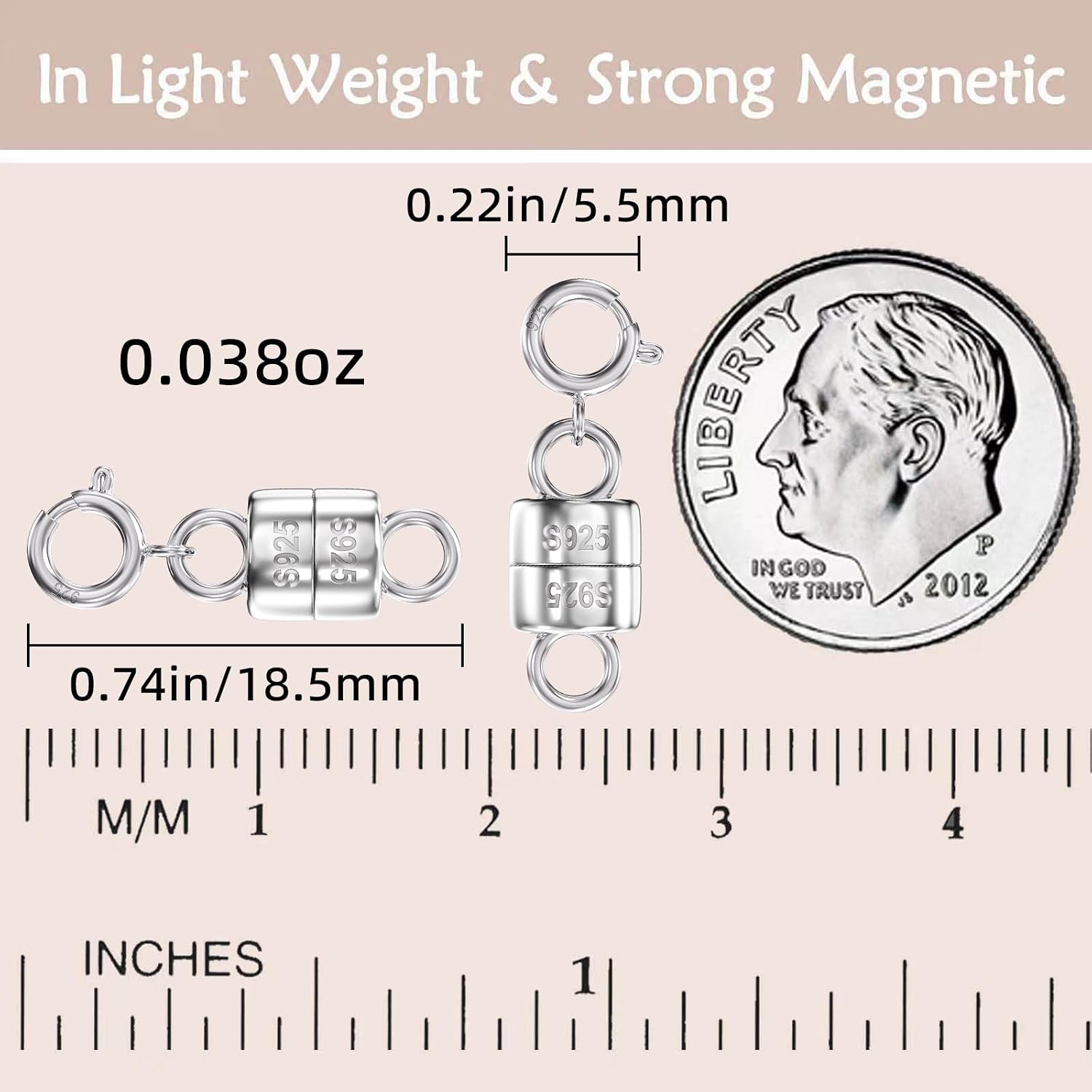 Detalle 2 de OHINGLT 01 Magnetic Necklace Clasps, 925 Sterling Silver, 4-Piece Set