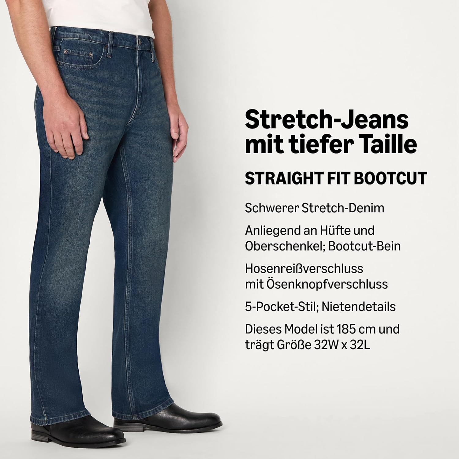 Thumbnail 3 de Amazon Essentials Herren Straight-Fit Bootcut-Jeans mit geringem Stretchanteil – robuster Denim trifft zeitlose Silhouette