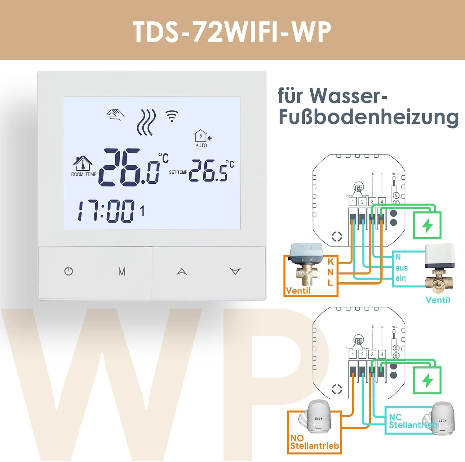 Detalle de Beok 3A WiFi Thermostat für Fußbodenheizung
