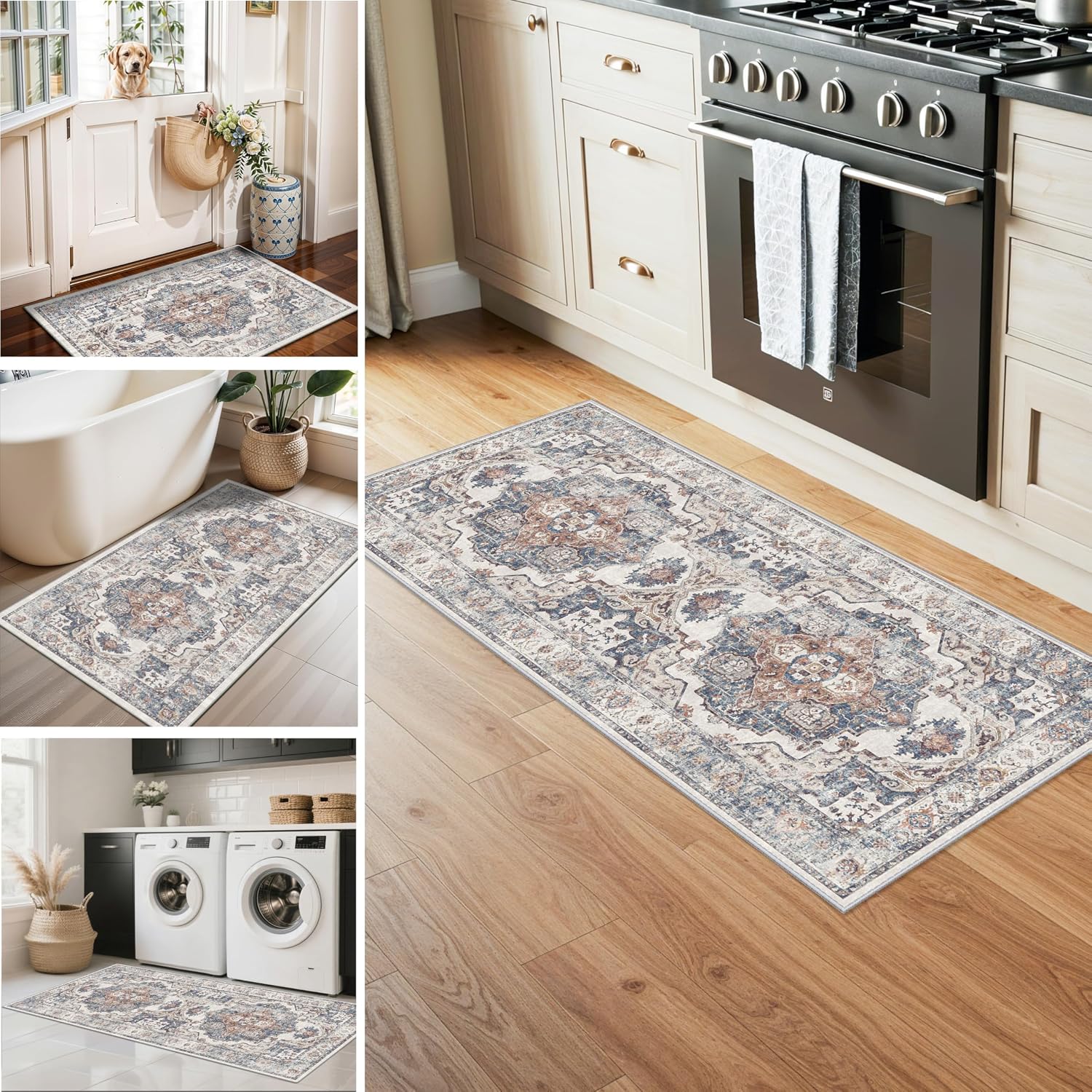 Detalle 2 de Kitchen Rug Set 4-Pack, Water-Resistant Mats
