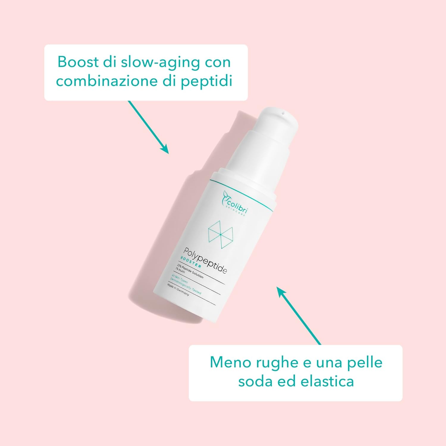 Detalle de colibri skincare POLYPEPTIDE BOOSTER siero peptidico 30 ml per fronte e zona glabellare