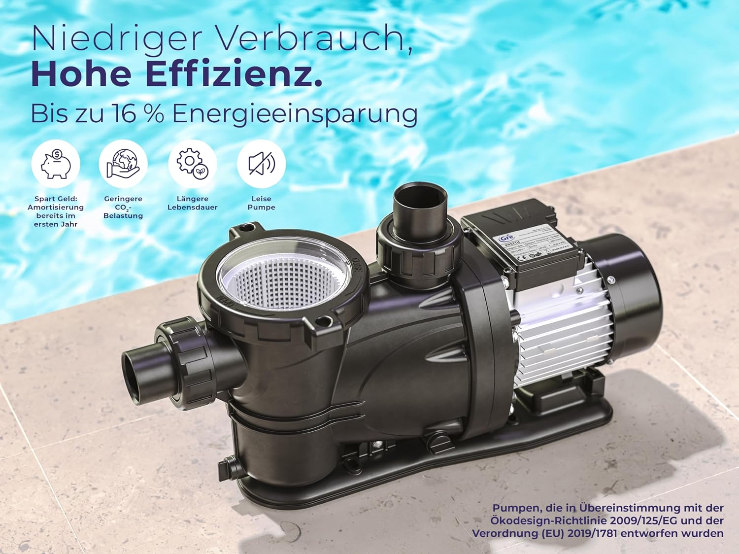 Thumbnail 1 de Gre Filtrationspumpe bis 65 m³, 600 W Ø500 mm, 3/4 CV selbstansaugend