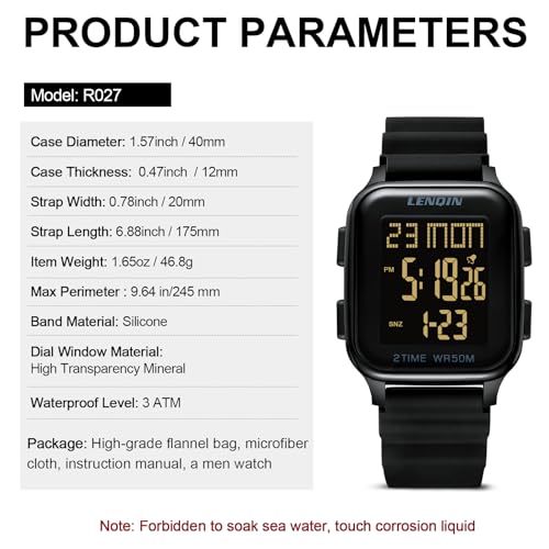 Thumbnail 6 de LN LENQIN Montre Homme – Montres numériques sport étanches, bracelet silicone