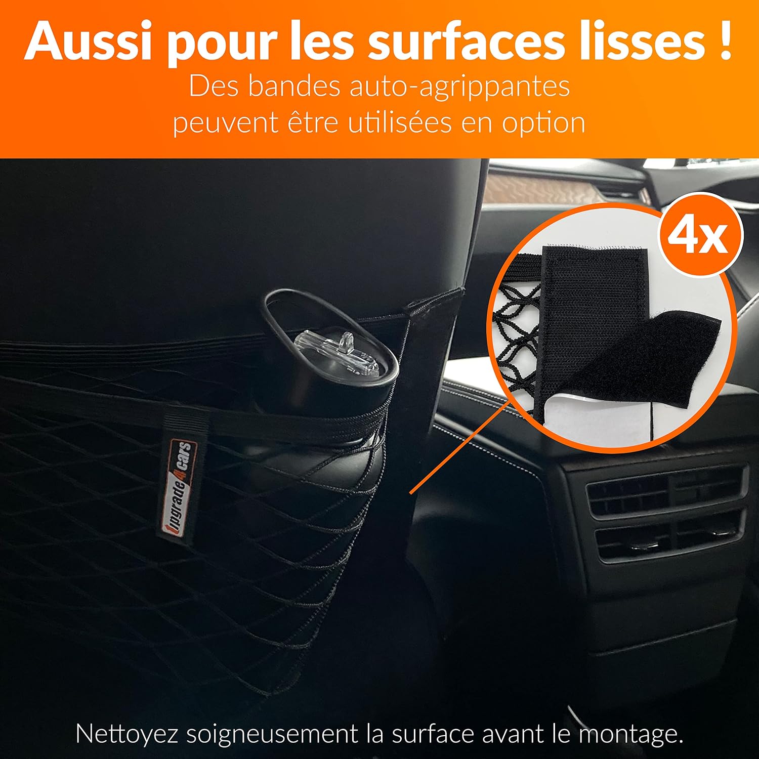 Detalle de Upgrade4cars Filet Coffre de Voiture — 2 Filets élastiques de rangement 40 x 25 cm