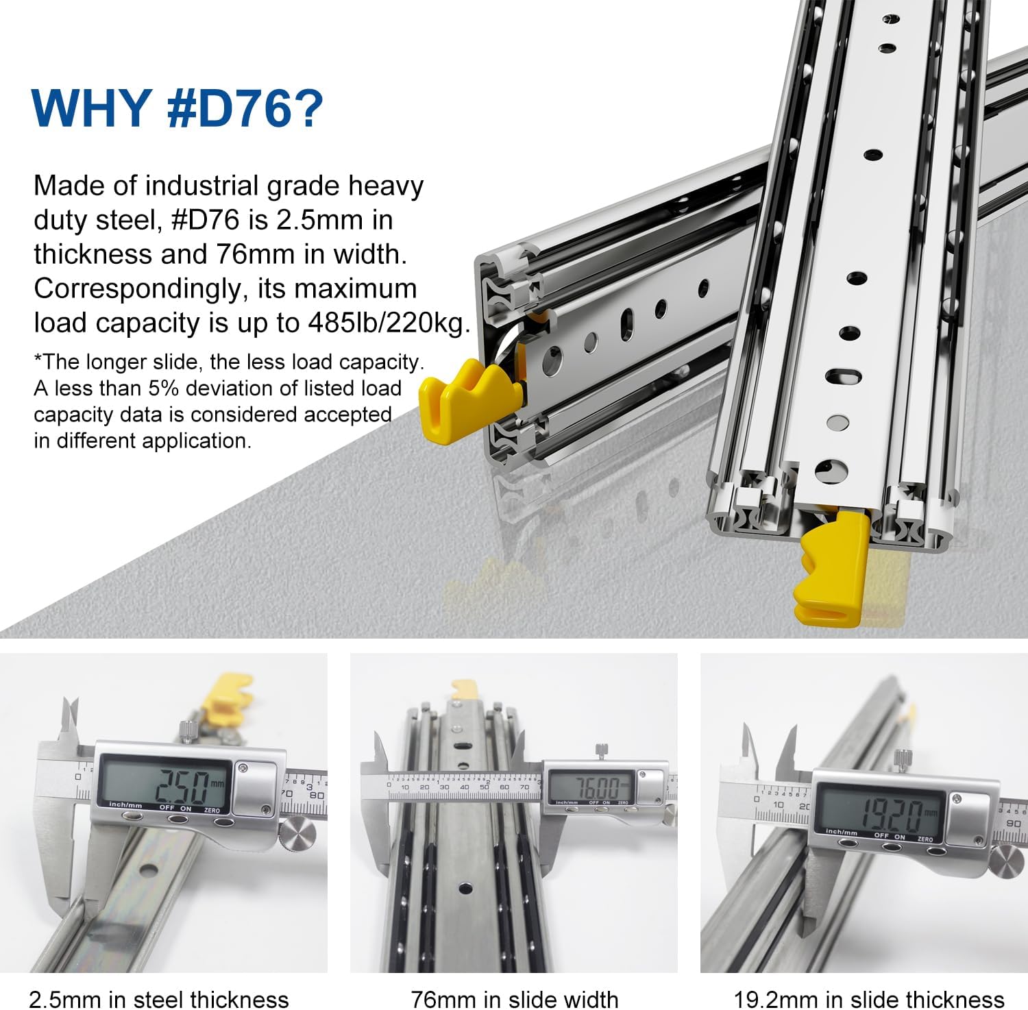 Thumbnail 2 de VADANIA 1000mm Ultra Heavy Duty Drawer Runners with Lock – 1 Pair