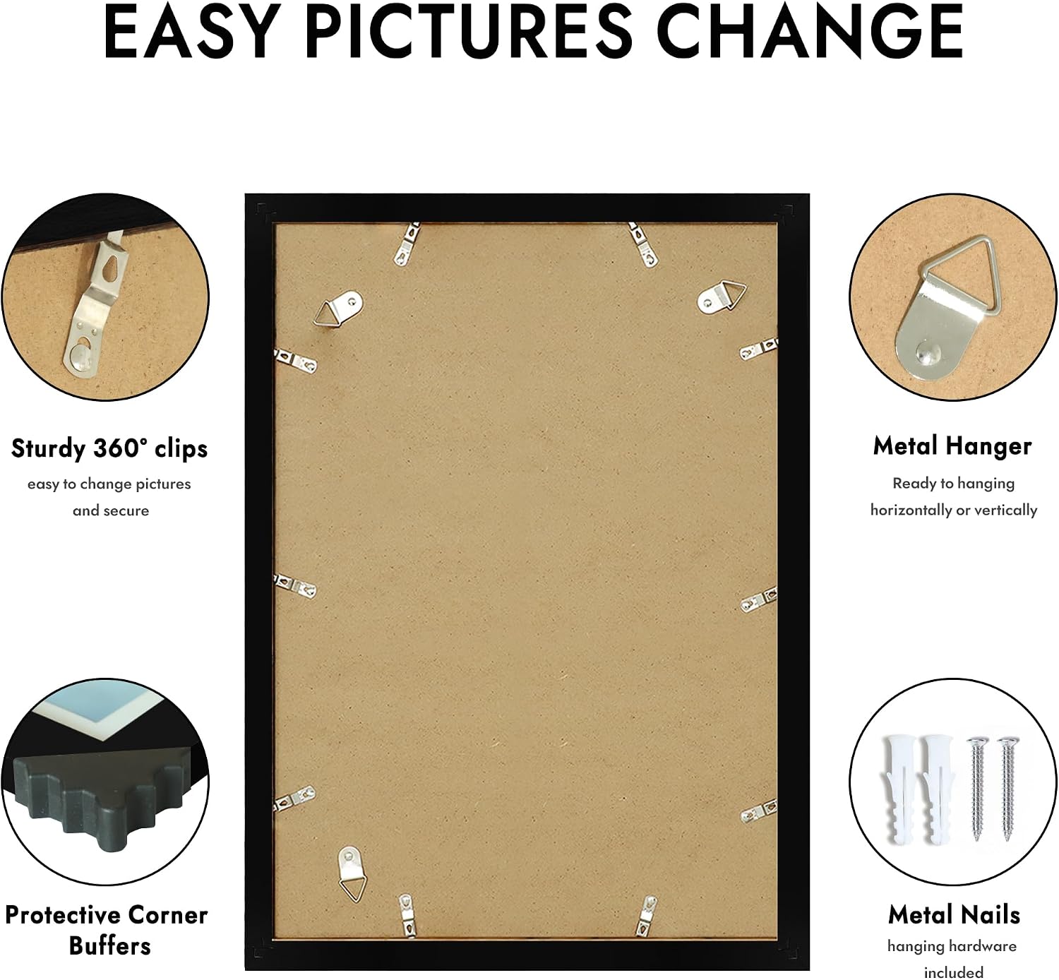 Detalle de Hongkee 14x20 Picture Frame, Black Wood Style