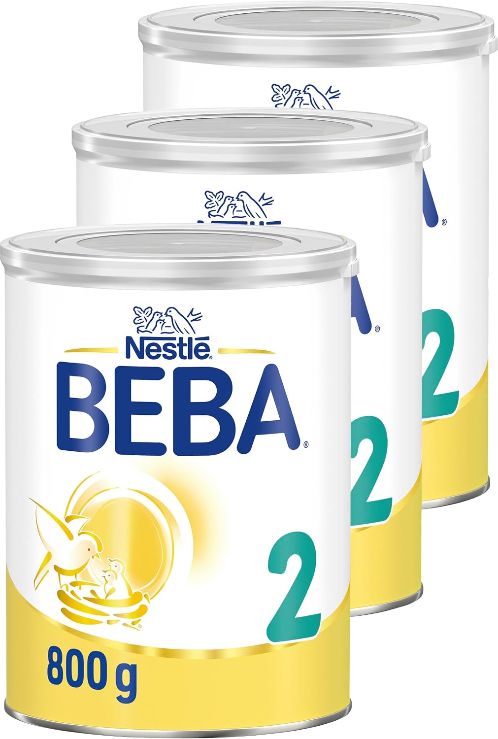 BEBA 2 Folgemilch nach dem 6. Monat – 3er Pack (3 × 800 g) mit 5 HMO-Komplex, Nur Laktose, Ohne Palmöl