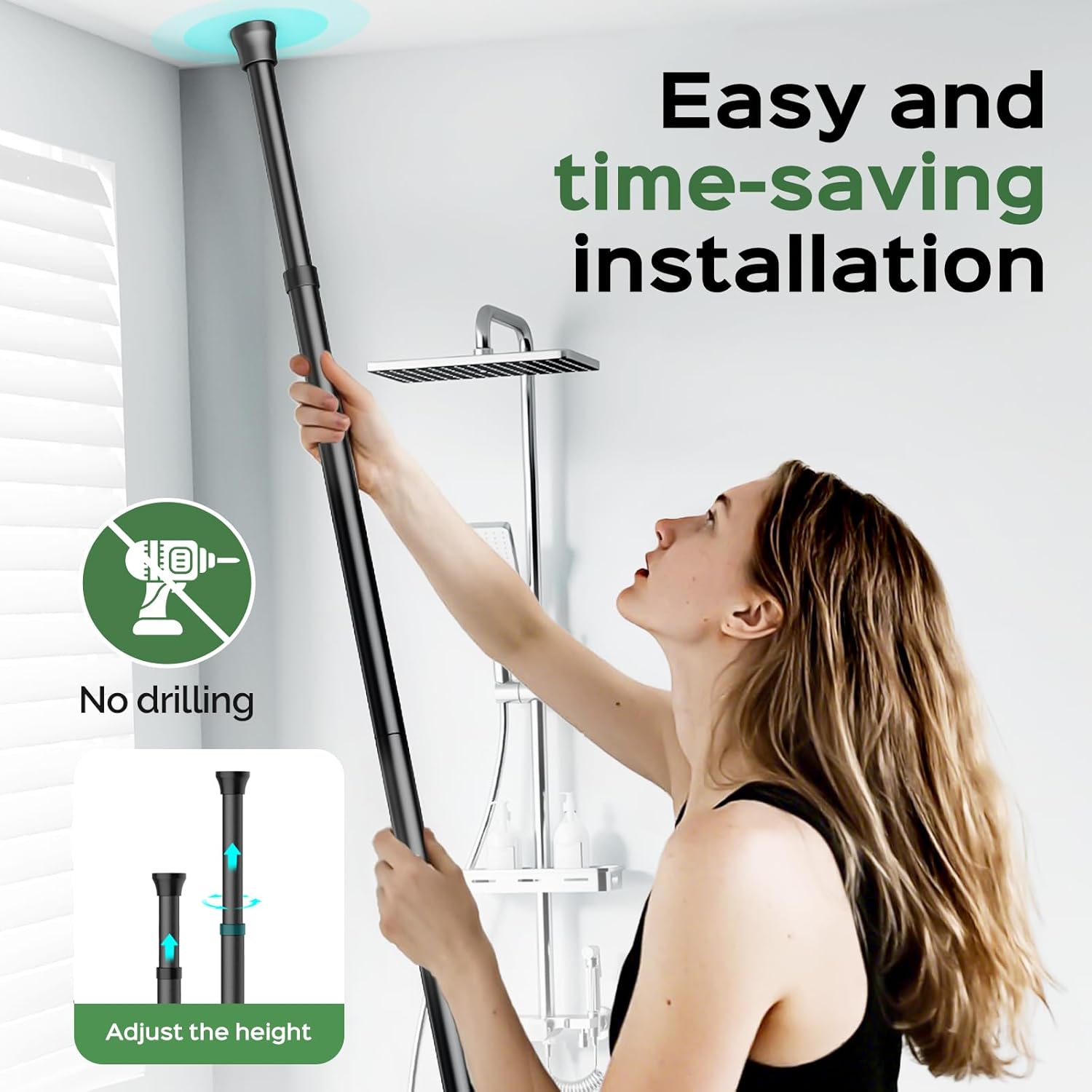 Thumbnail 4 de HAMITOR Shower Caddy Tension Pole 47–121"