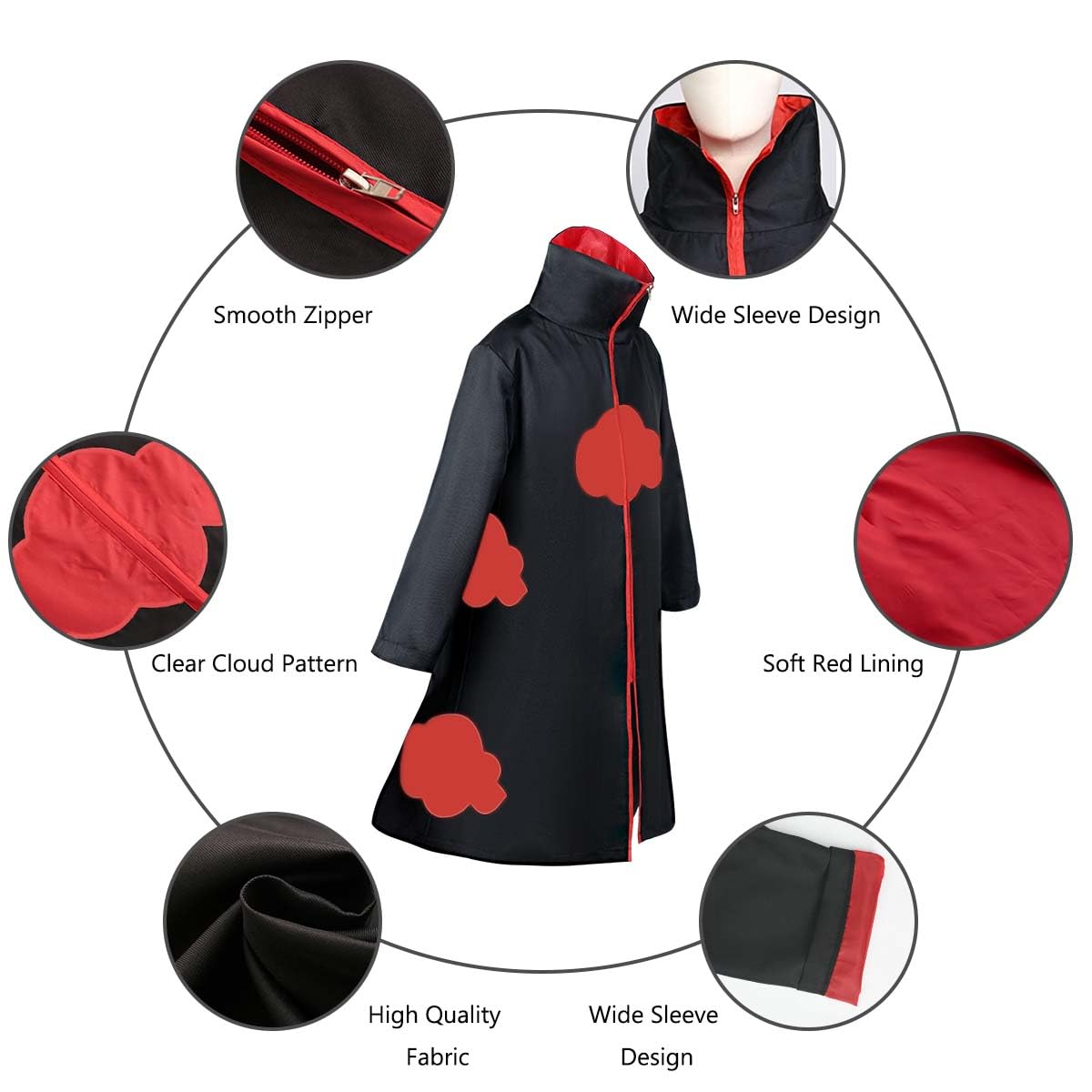 Detalle 2 de ACWOO Akatsuki Mantel Unisex Cosplay đźŽ