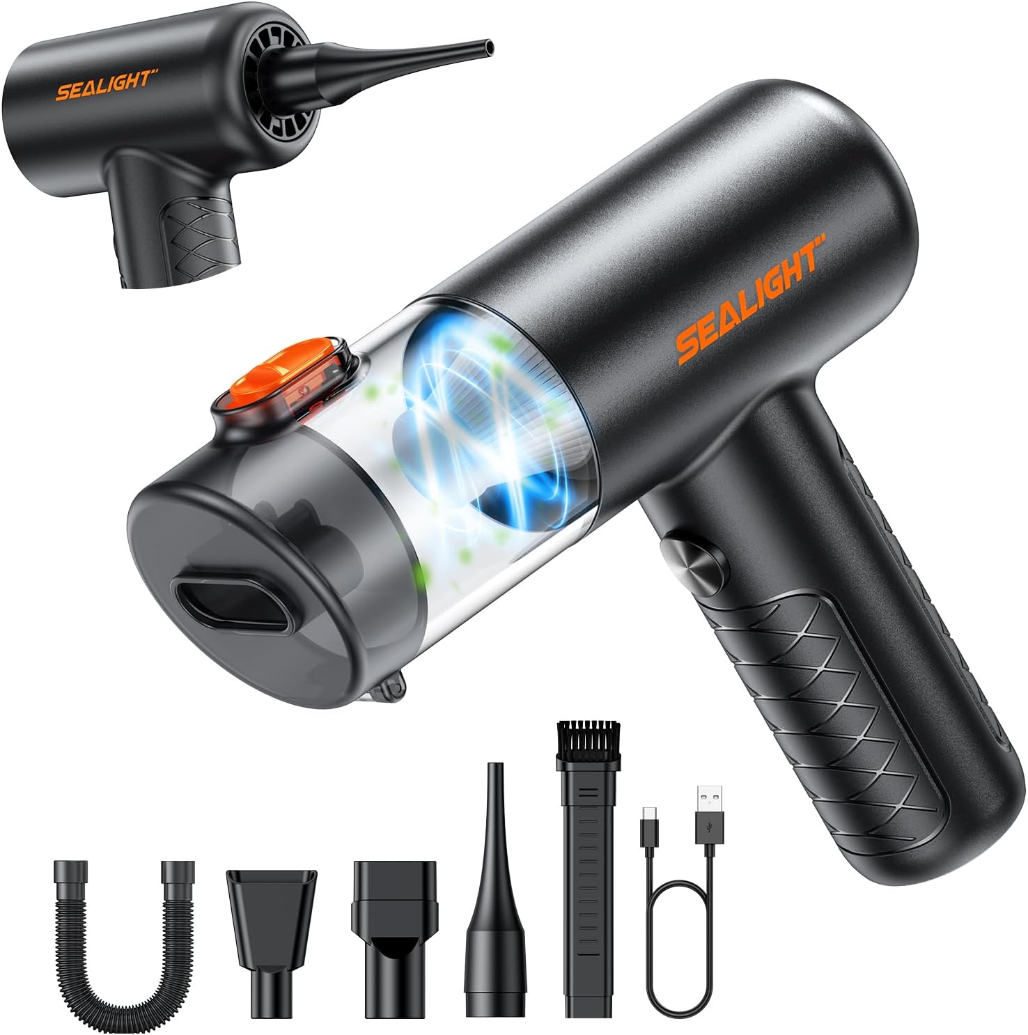 Detalle de SEALIGHT Handstaubsauger Akku – kabellos, 32000 Pa Saugkraft, 400000 U/min, 4-in-1 Multifunktion