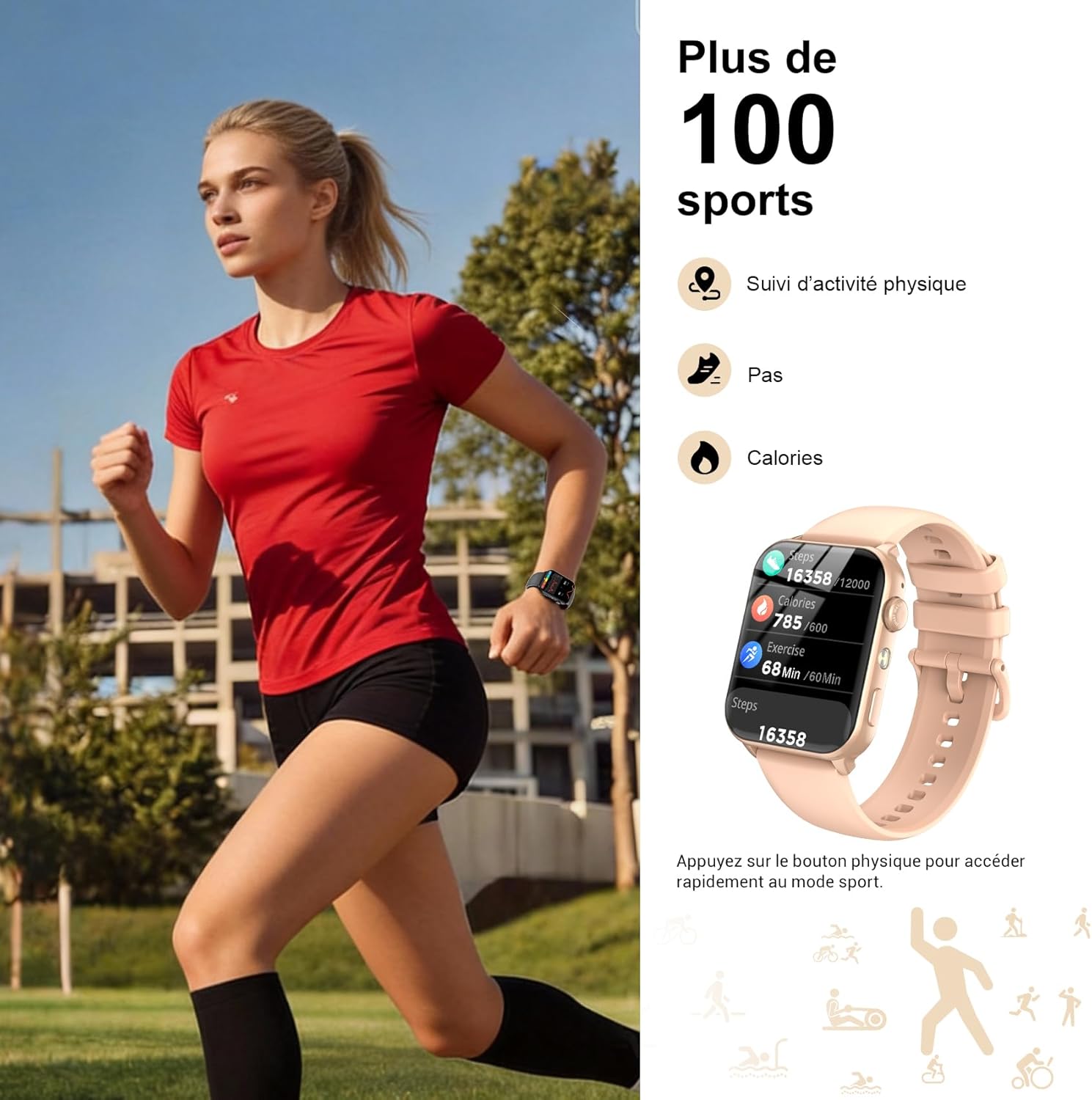 Thumbnail 4 de Yxtel Montre Connectée – Montre Sport Unisexe avec Appels Bluetooth, Suivi Santé et Étanchéité 1 ATM