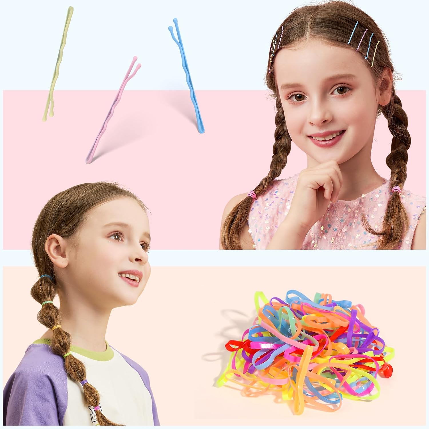 Detalle 1 de Teenitor Hair Accessories Set for Girls, 193 Pieces with Mini Clips and Hair Ties