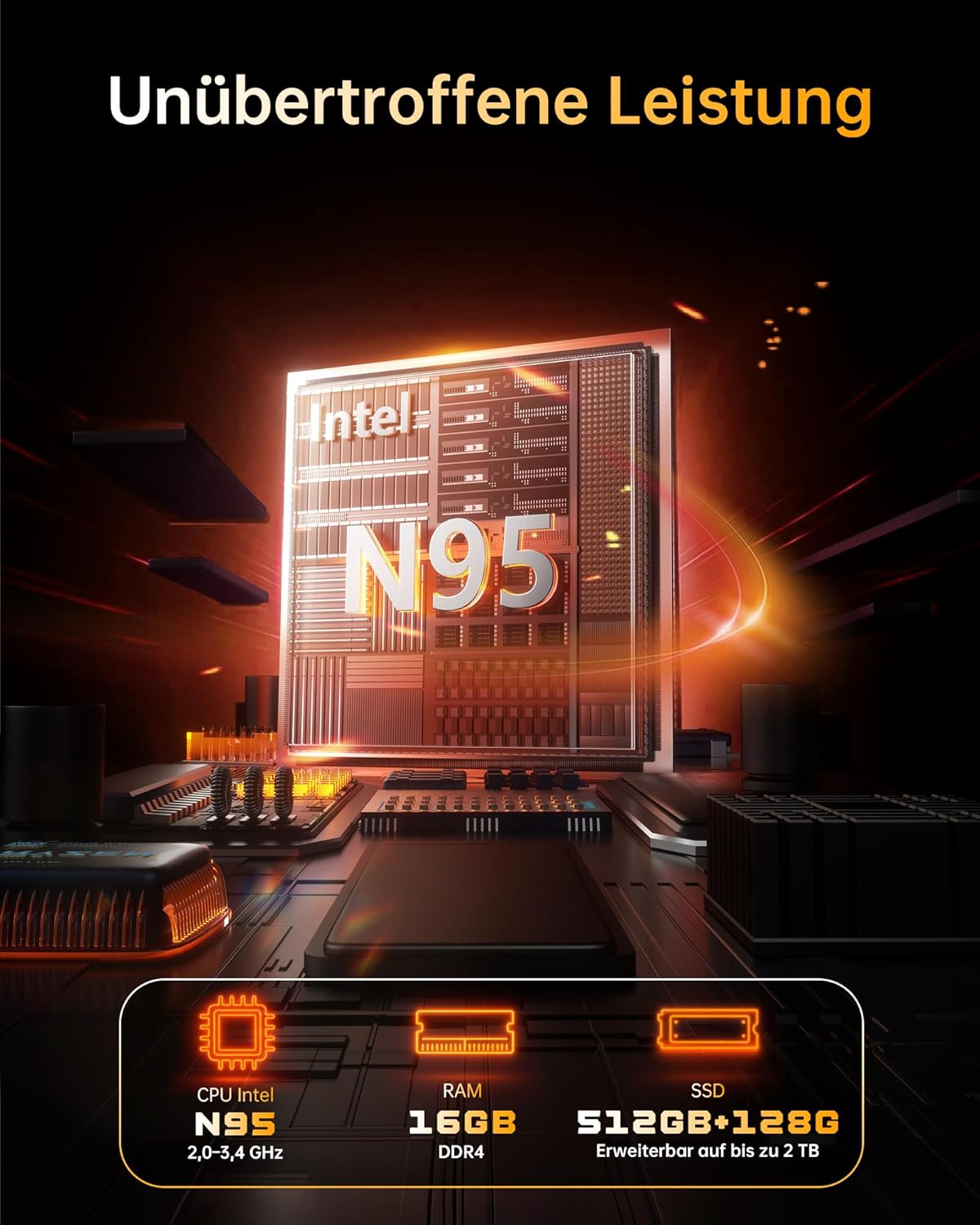 Thumbnail 2 de jumper Laptop 17,6 Zoll Jasper Lake Celeron Quad Core (16GB RAM, 512GB SSD + 128GB eMMC) mit 100% sRGB FHD & Office 365