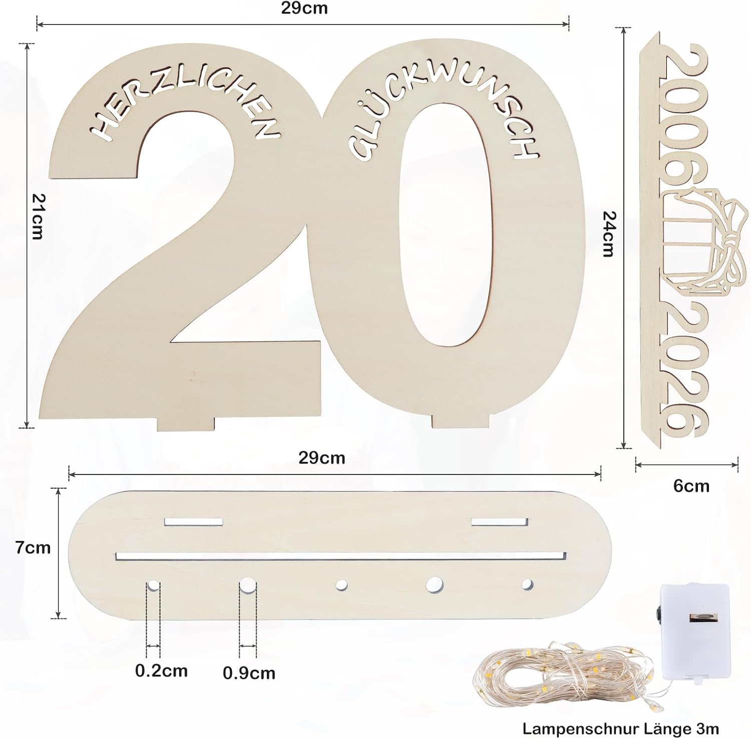 Detalle 2 de Seutgjie Deko 20 Geburtstag Holzschild 29 x 21