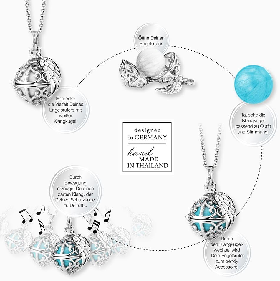 Detalle de Engelsrufer Damen Anhänger für Halskette mit Flügel aus Sterling Silber, Rosé, Mit austauschbarer Klangkugel S – ER-23-16-S