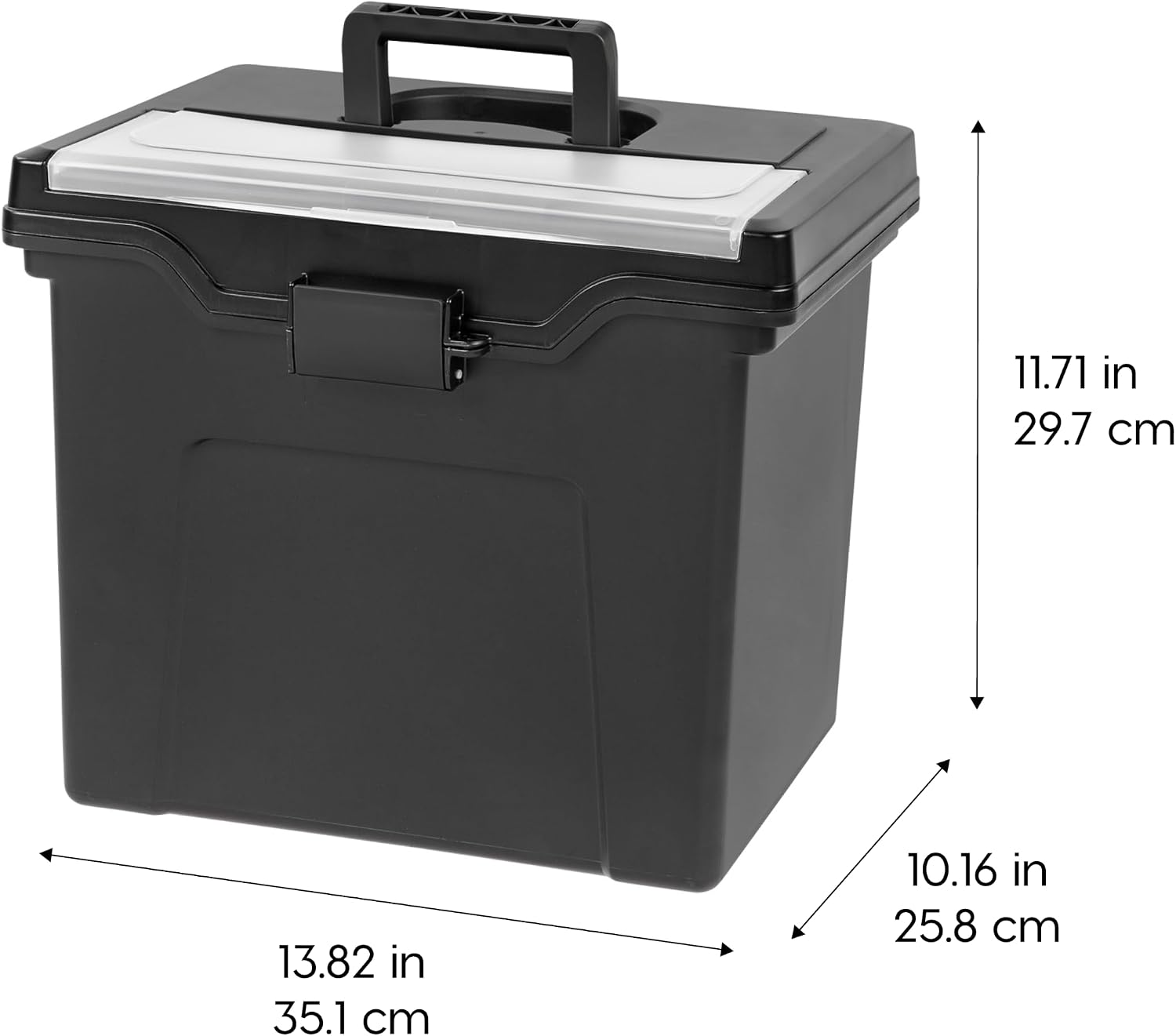 Detalle de IRIS USA File Box Organizer for Letter Files with Lid and Handle, Black