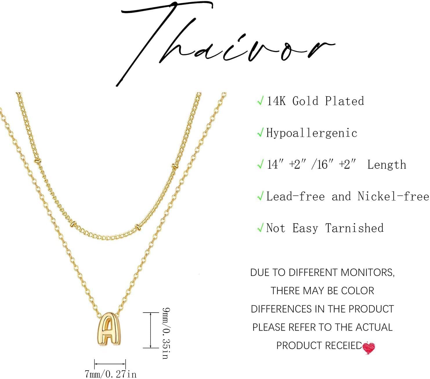 Thumbnail 5 de Thaivor Initial Necklace Set, 14K Gold Plated
