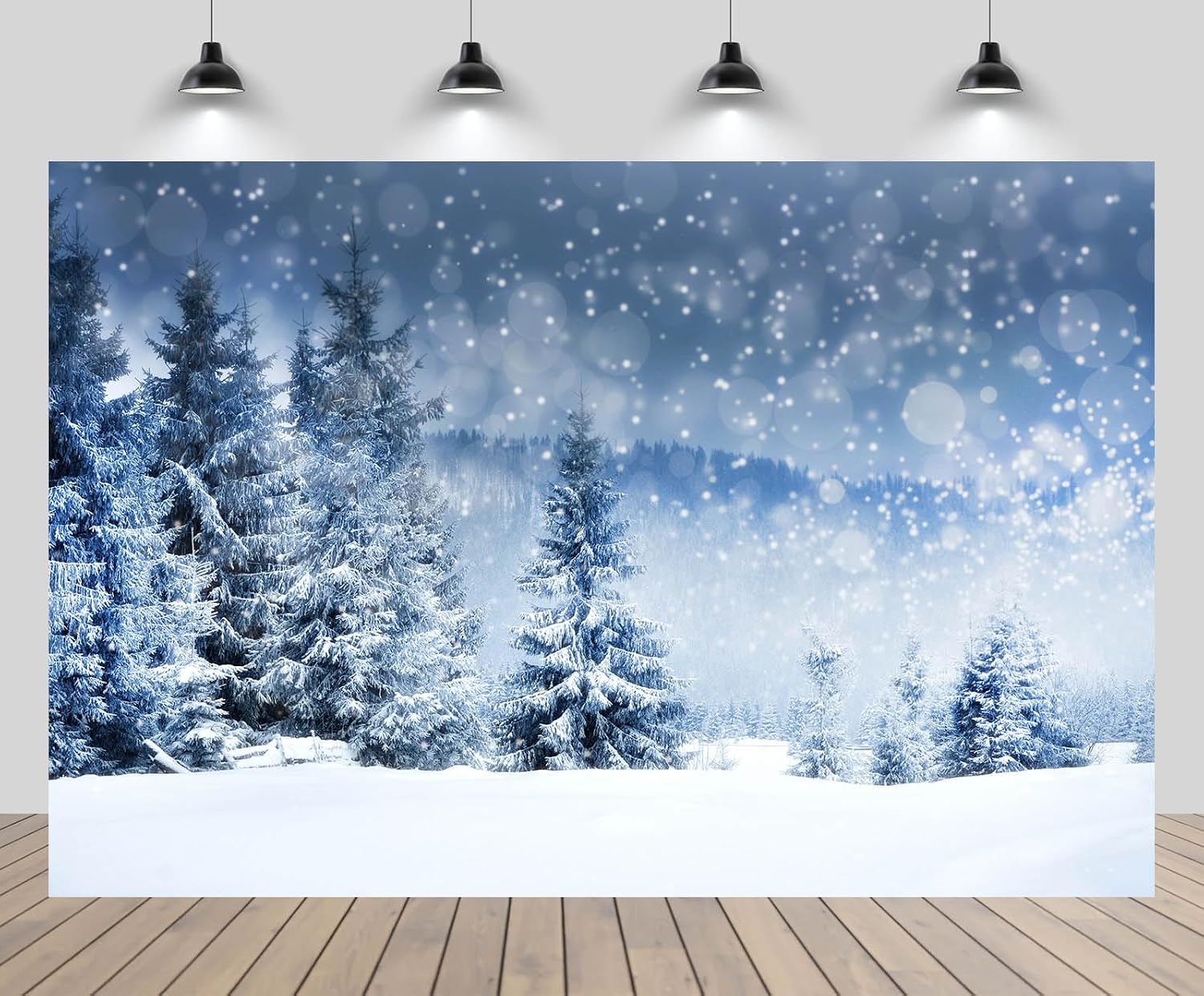 CHNBGPRO 1.5x1m Winter Wonderland Backdrop: Snowy Pine Forest Photo Backdrop