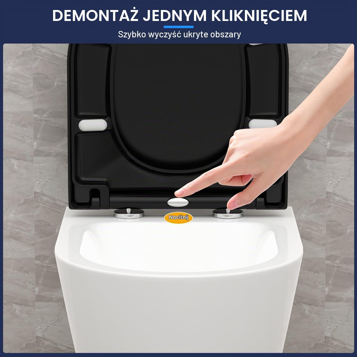 Detalle 1 de YEAUPE PRO deska sedesowa D, czarna, wolnoopadająca, z szybkim wypinaniem