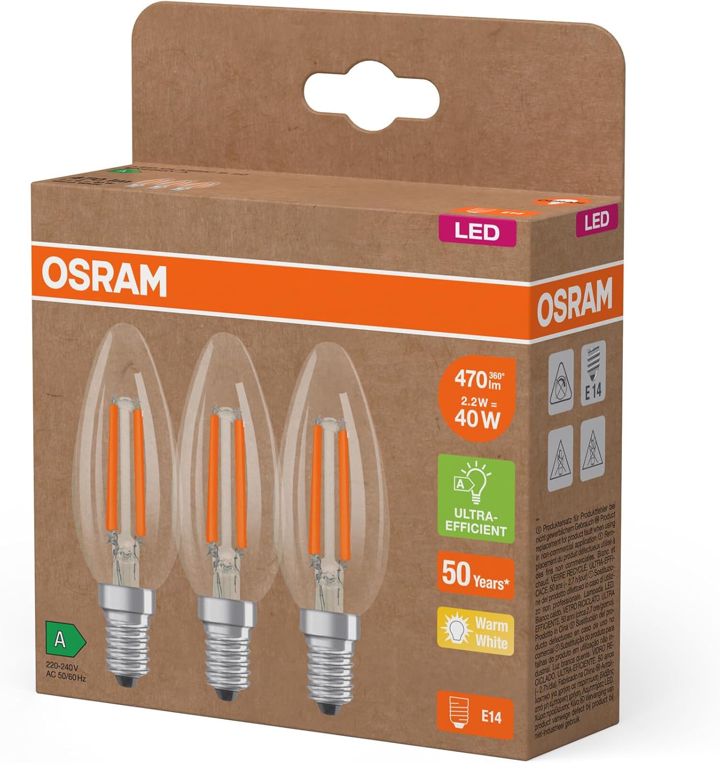 Detalle de OSRAM Hocheffiziente LED Lampen 3er-Pack