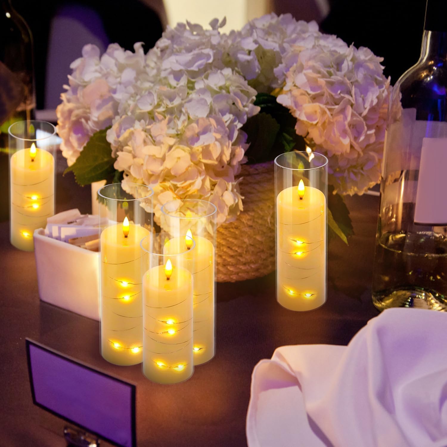 Detalle 2 de CAKETYCG RXZER23 Flameless LED Candles, 24-Pack with Remote, 3D Flicker & String Lights