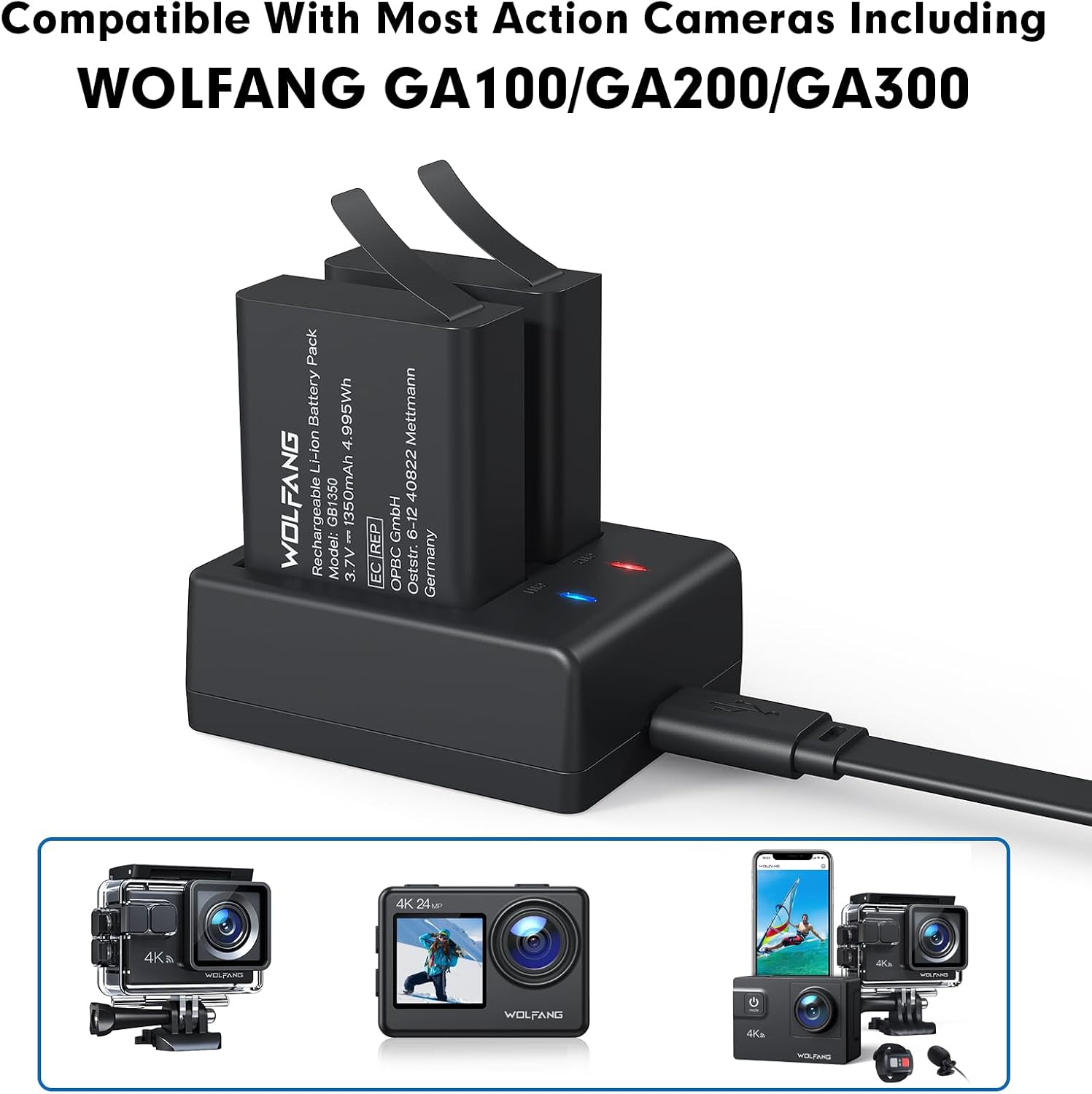 Thumbnail 3 de WOLFANG Doppel-Ladegerät mit 2 x 1350mAh Akkus