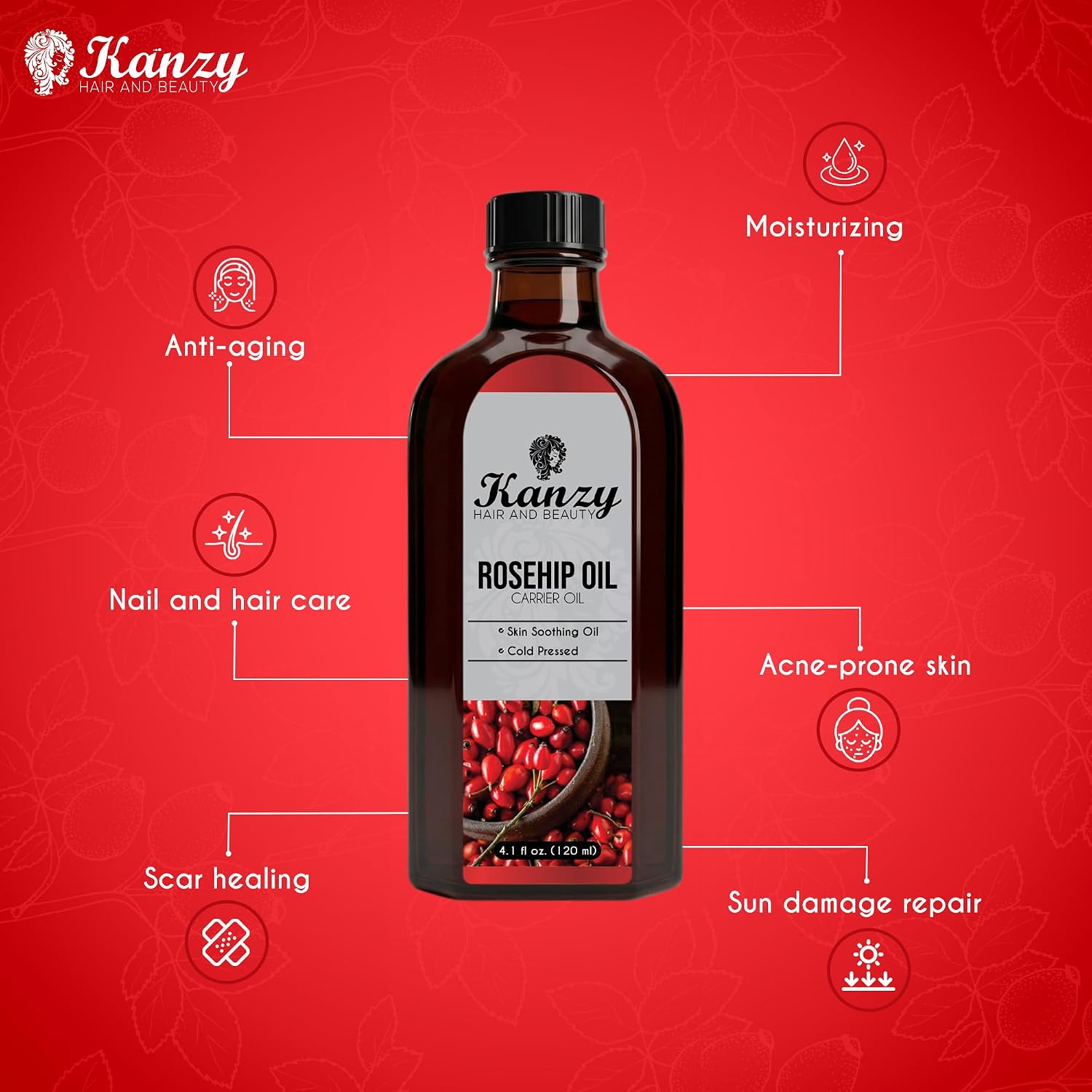 Detalle 2 de Kanzy Rosehip Oil 120ml for Face