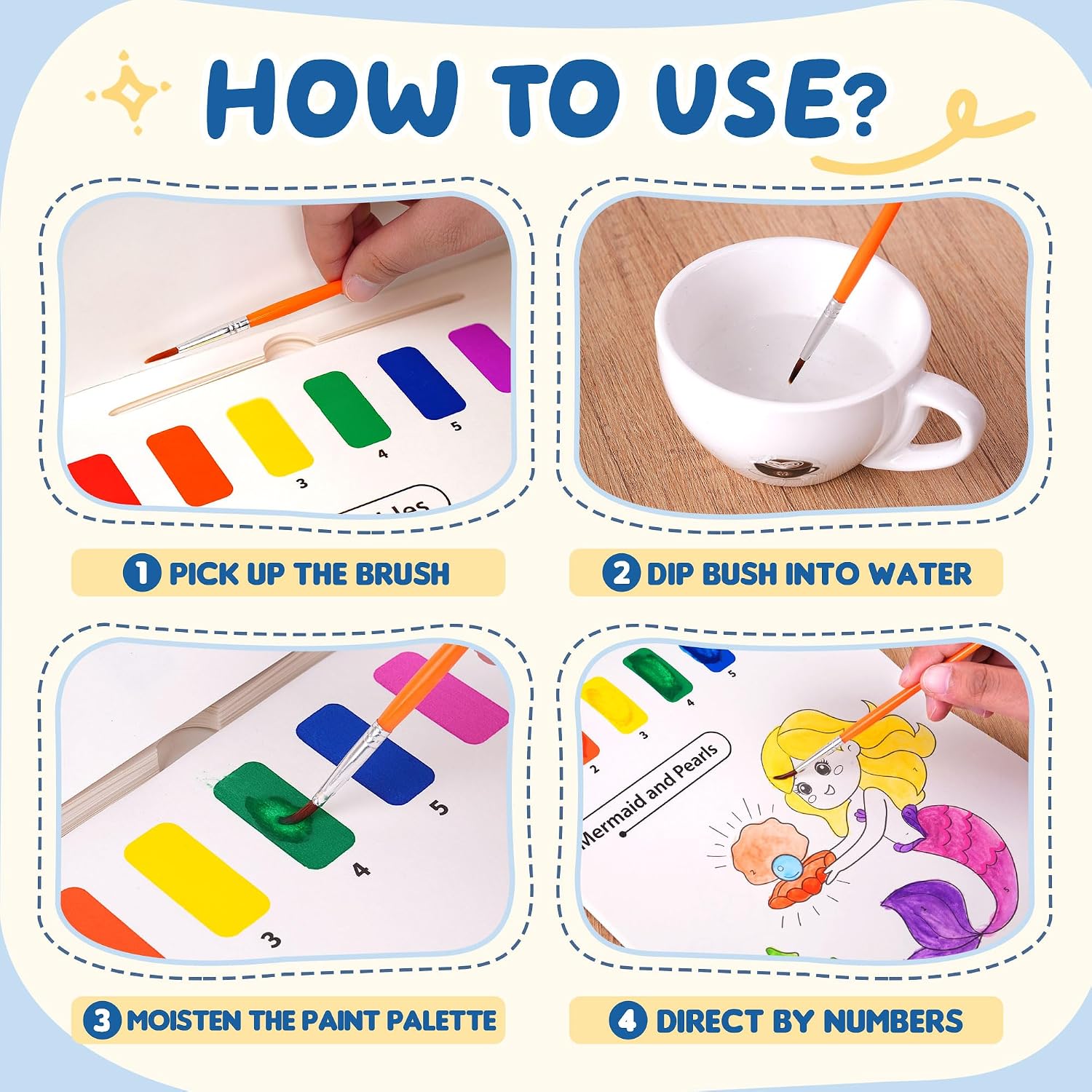 Thumbnail 1 de YPLUS Paint with Water Coloring Books for Toddlers: Mermaid Theme – Mess Free Watercolor Set