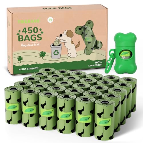 Detalle de TRIGRAND – Bolsas para excrementos de perro, 420 bolsas en 30 rollos con dispensador biodegradable y perfumado (lavanda)