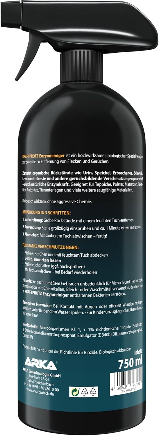 Detalle 2 de KRAFTPROTZ Enzymreiniger 750 ml – Geruchsentferner für Textilien