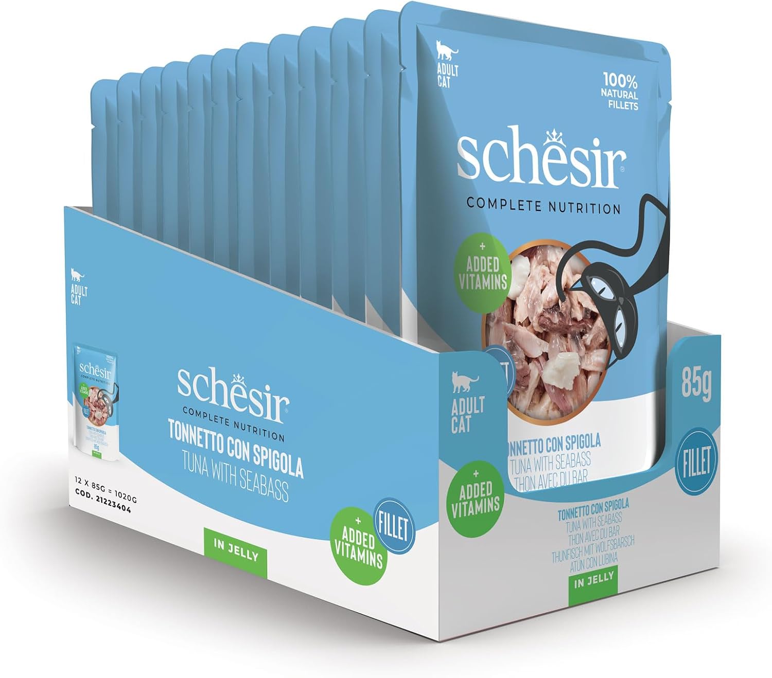 Detalle de Schesir Thon avec Bord en gelée – Nourriture humide complète pour chats, 12 sachets de 85 g