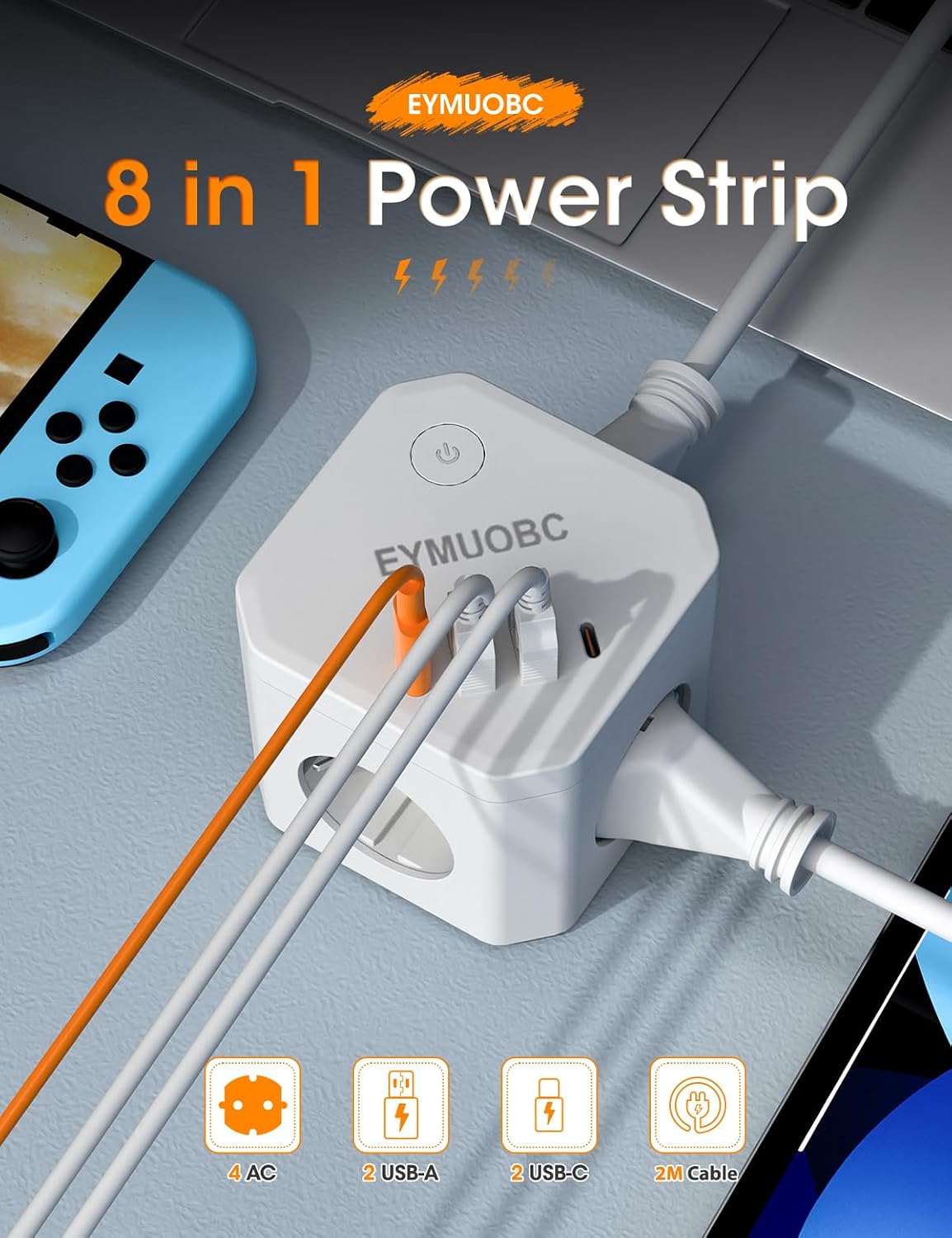 Detalle 2 de EYMUOBC 8‑in‑1 Cube Steckdosenleiste 3680W