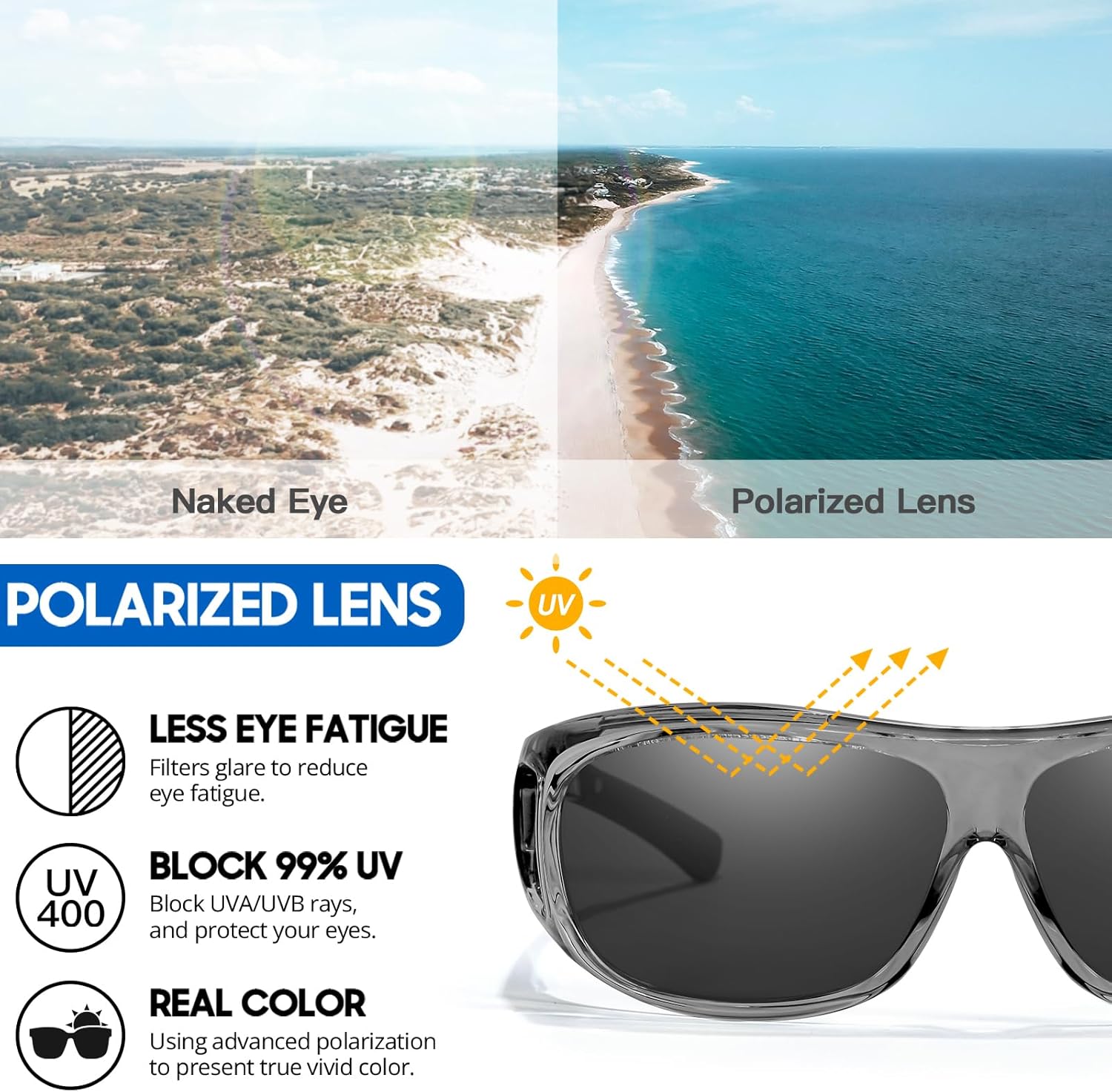 Thumbnail 6 de Myiaur fit over sunglasses with polarised wraparound lenses (UV400) for driving and outdoors