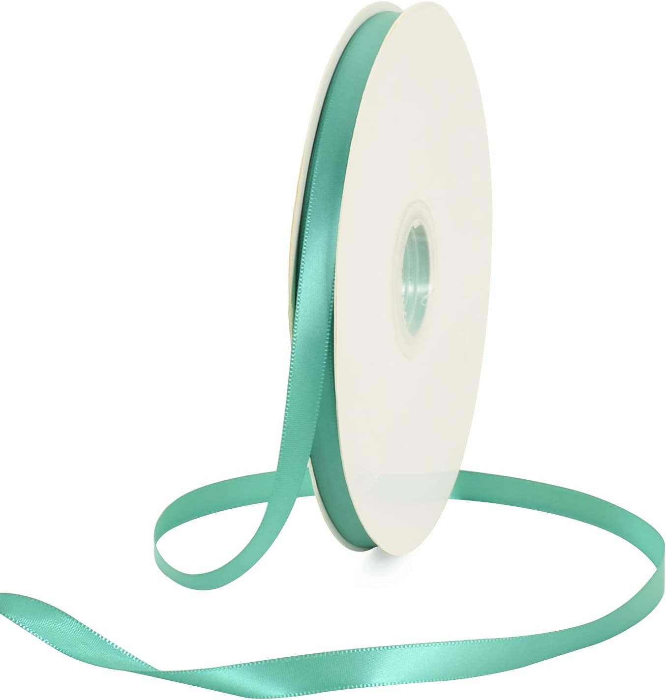 TONIFUL 3/8 inch Turquoise Aqua Blue satin ribbon roll (single face), 100yds