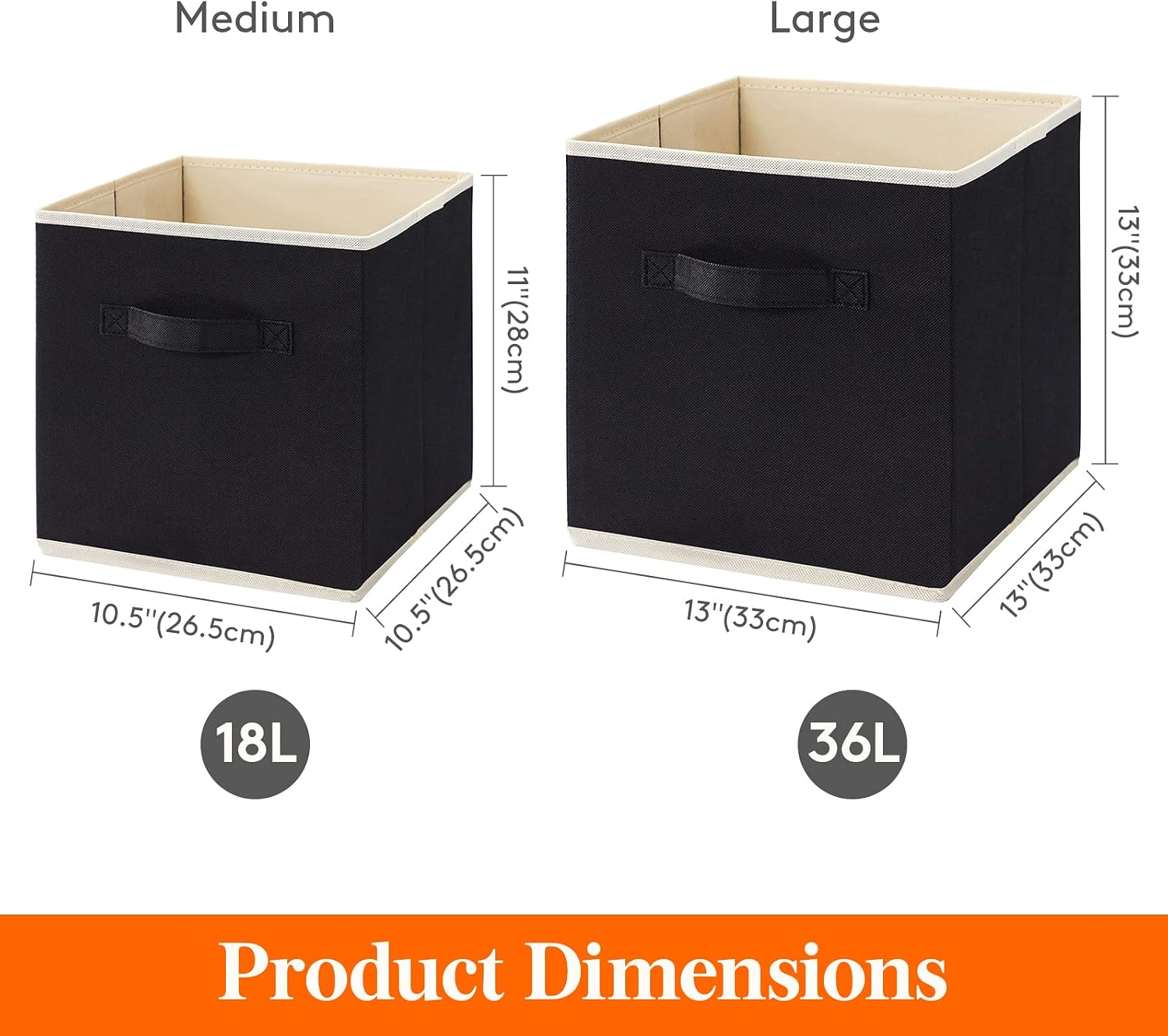 Detalle 1 de Lifewit Set of 6 Foldable Storage Cubes, 33 x 33 x 33 cm, Black