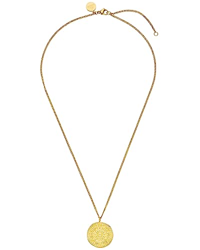 Detalle de Purelei Zodiac Kette für Damen, goldfarben, aus Edelstahl, wasserfest, 40–45 cm